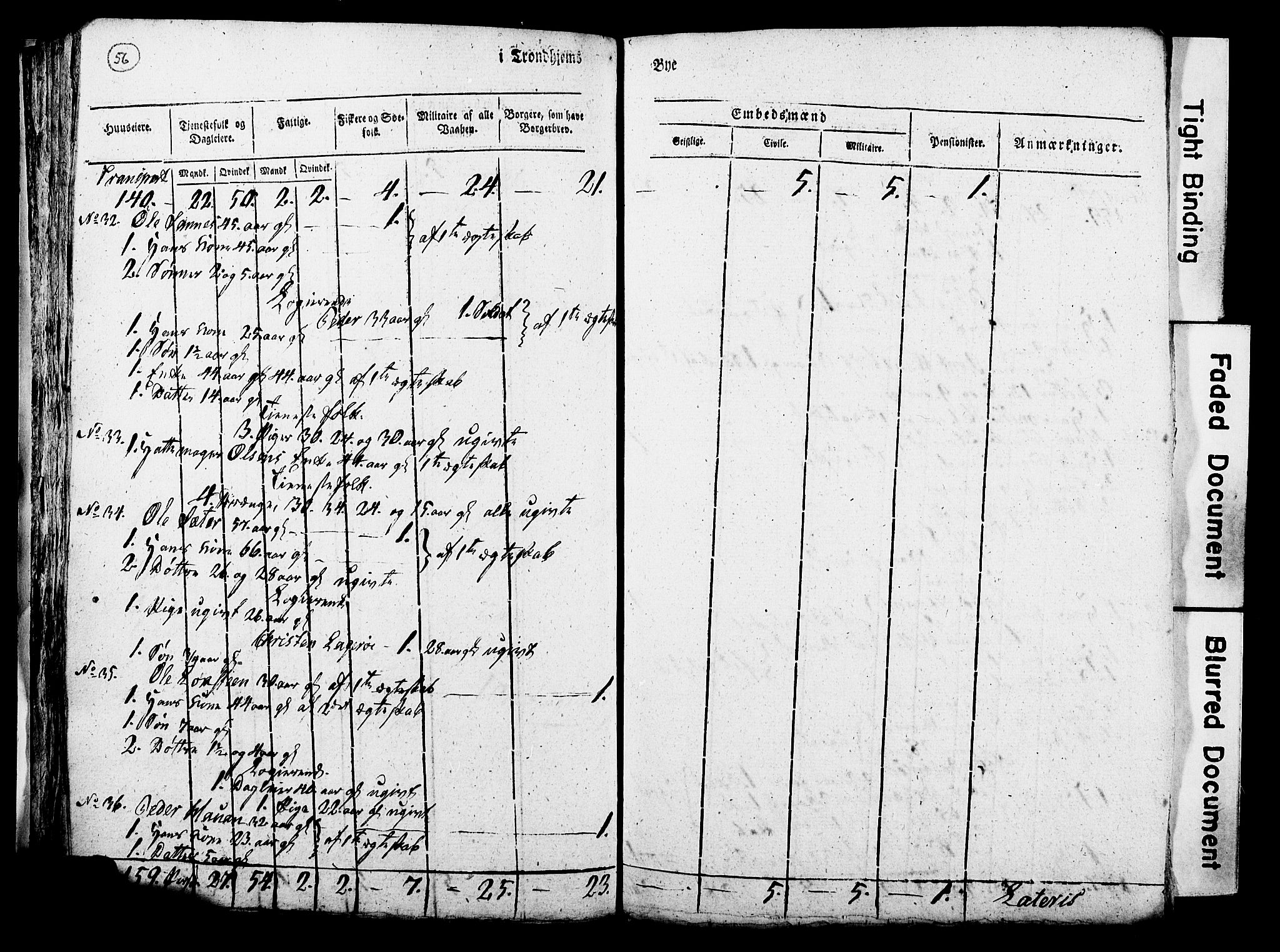 RA, Census 1815 for Trondheim, 1815, p. 55