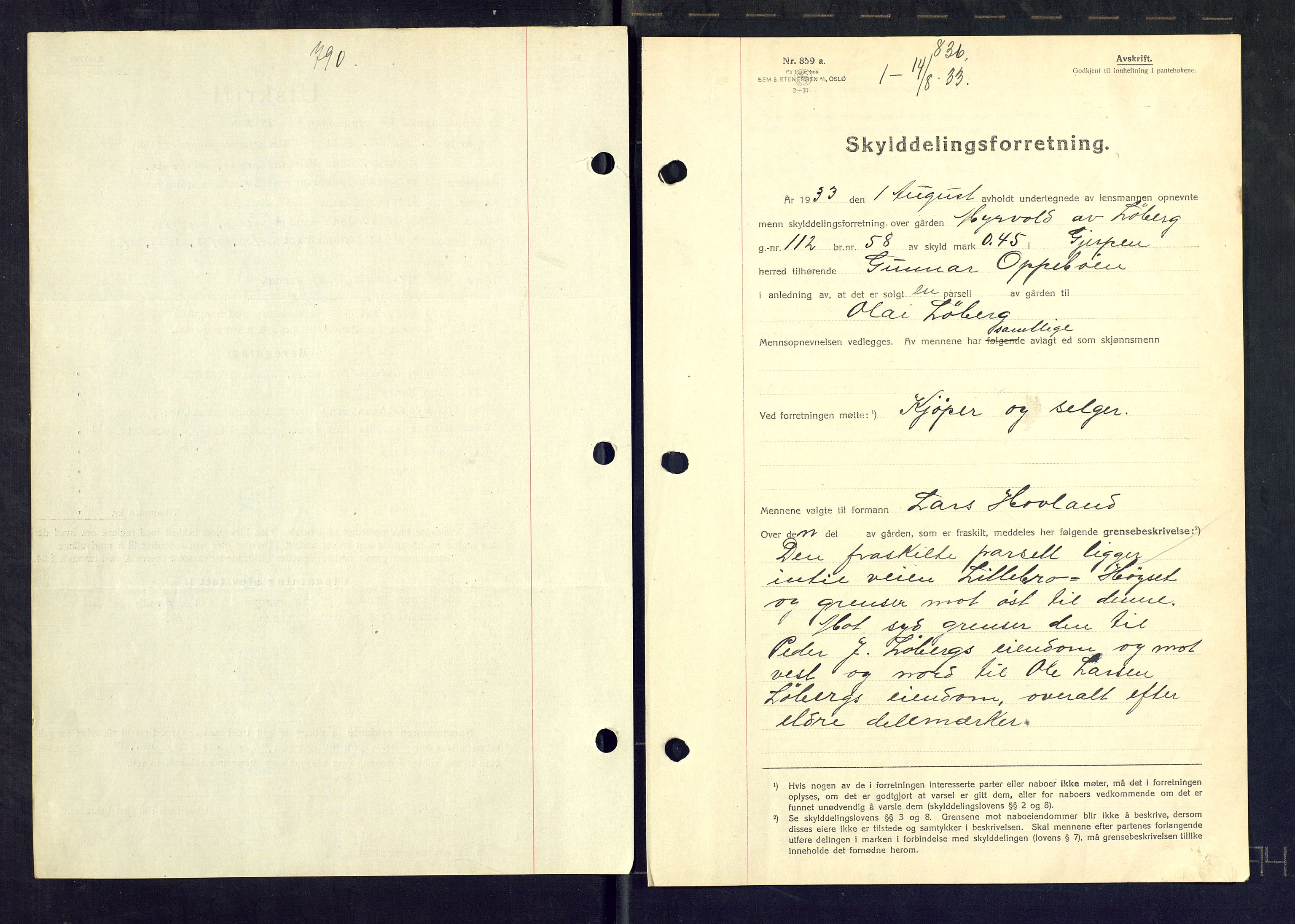 Gjerpen sorenskriveri, SAKO/A-216/G/Ga/Gaa/L0059: Mortgage book no. I 59-60 og 62, 1932-1934, Deed date: 14.08.1933