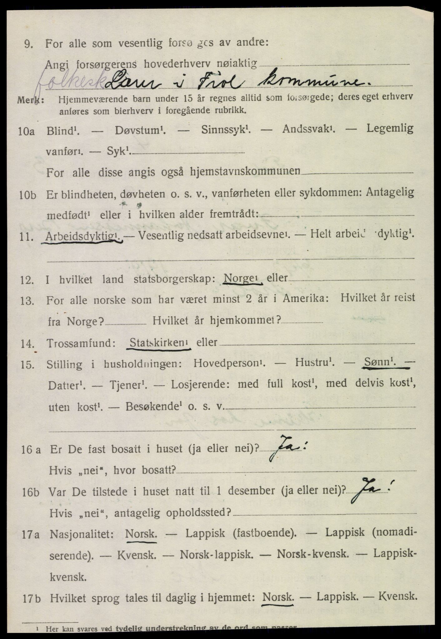 SAT, 1920 census for Frol, 1920, p. 3000