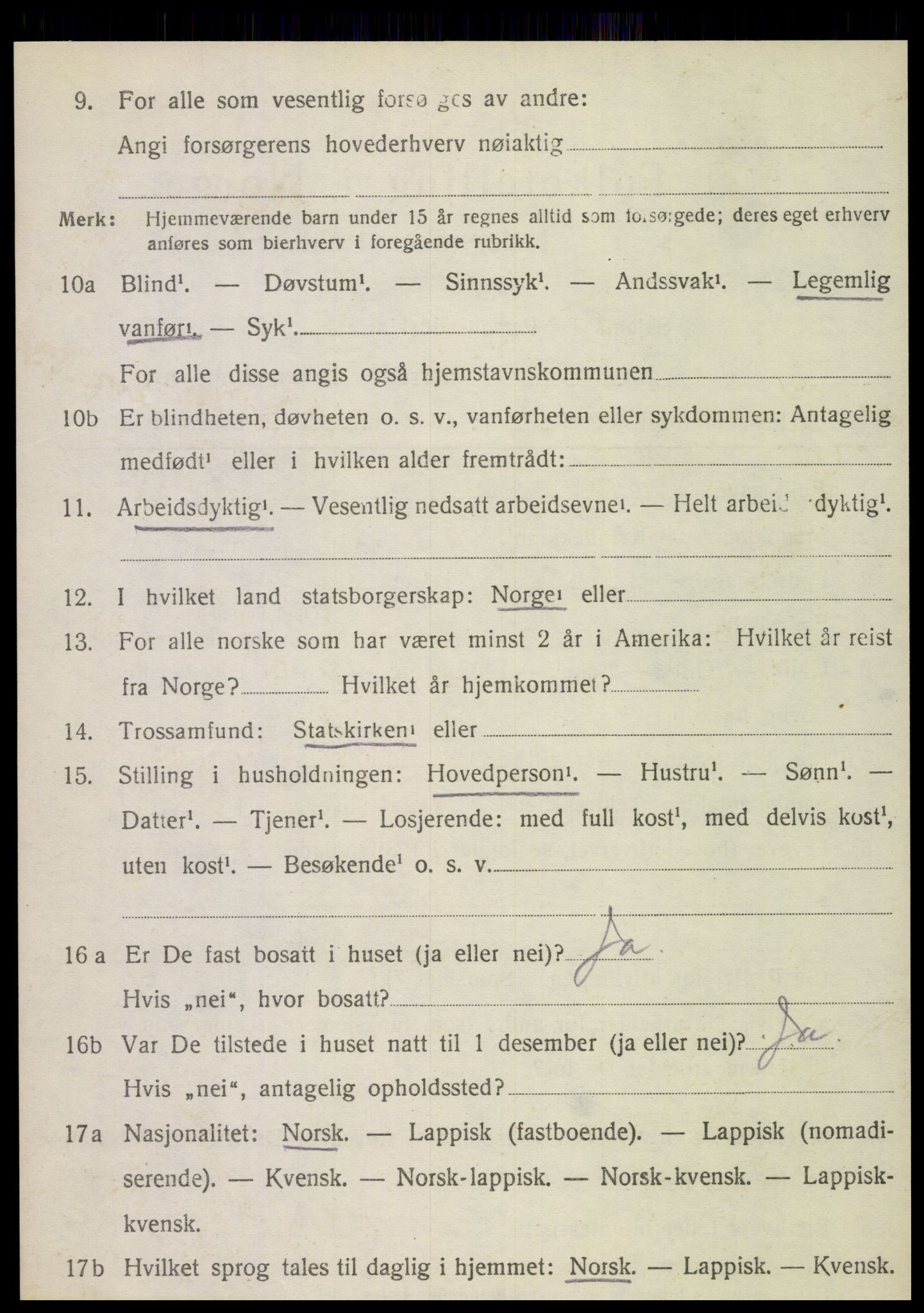 SAT, 1920 census for Stamnes, 1920, p. 1051