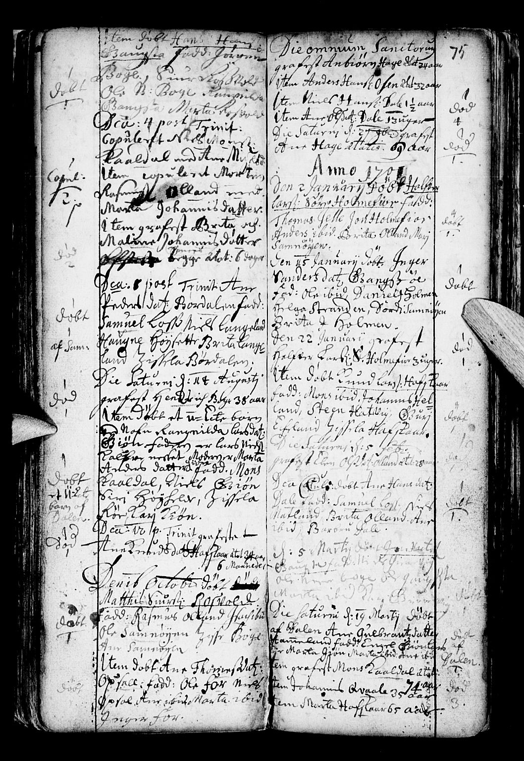 Os sokneprestembete, SAB/A-99929: Parish register (official) no. A 6, 1669-1719, p. 75