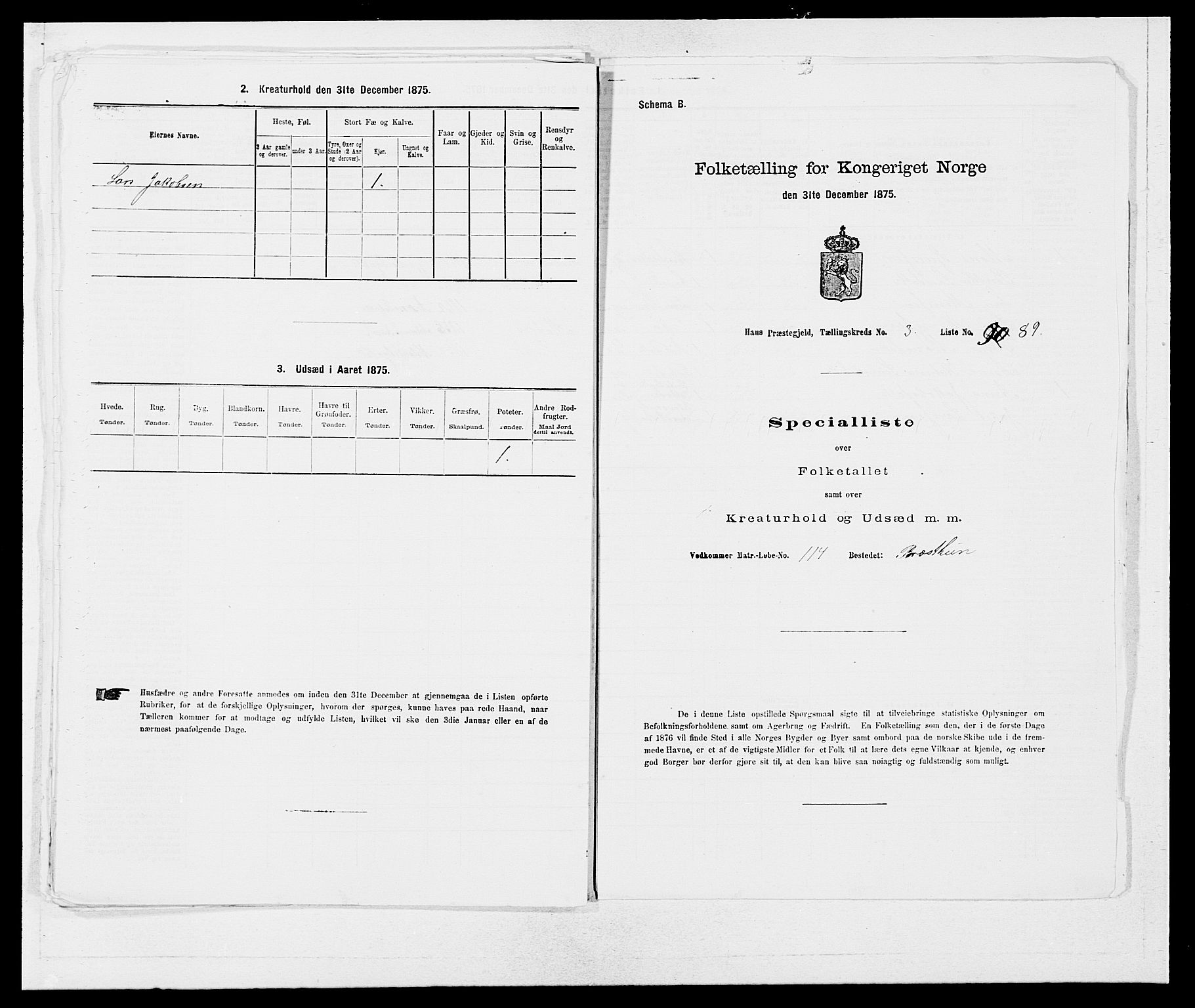 SAB, 1875 census for 1250P Haus, 1875, p. 390