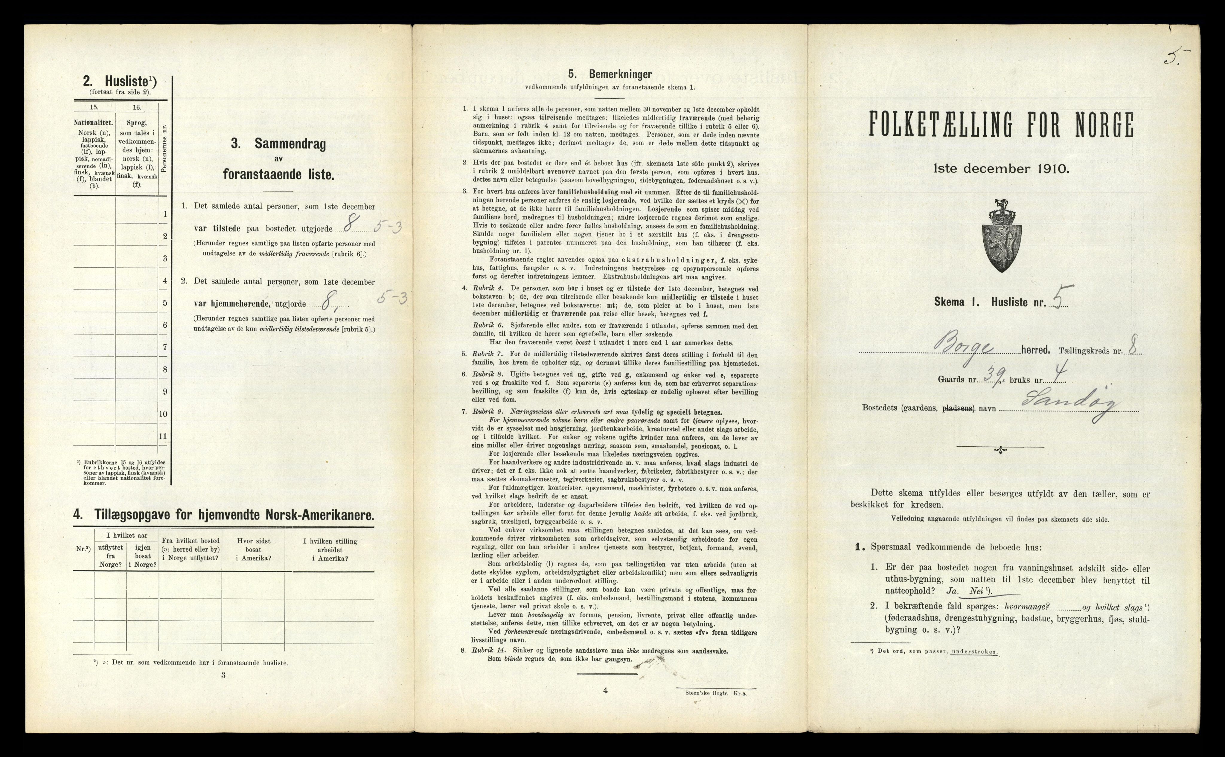 RA, 1910 census for Borge, 1910, p. 749