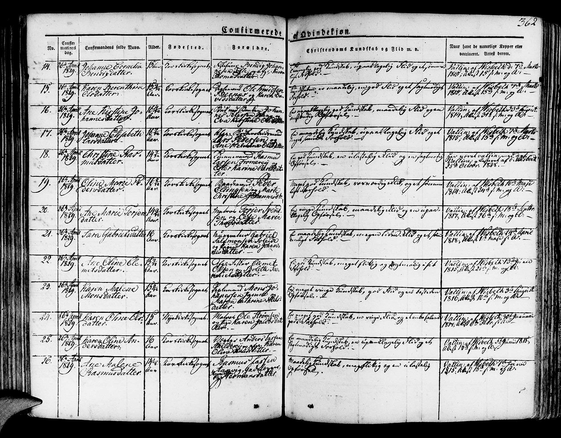 Korskirken sokneprestembete, AV/SAB-A-76101/H/Haa/L0014: Parish register (official) no. A 14, 1823-1835, p. 362