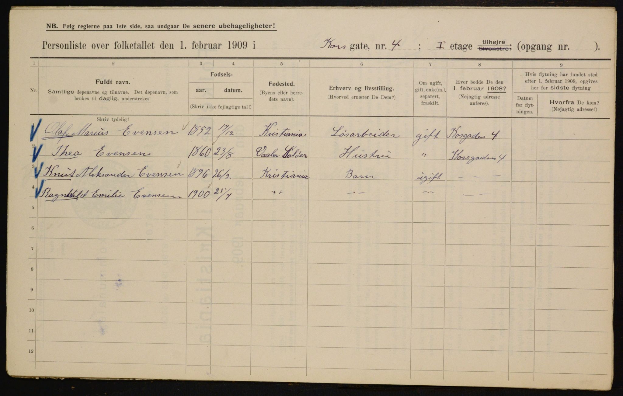 OBA, Municipal Census 1909 for Kristiania, 1909, p. 49028