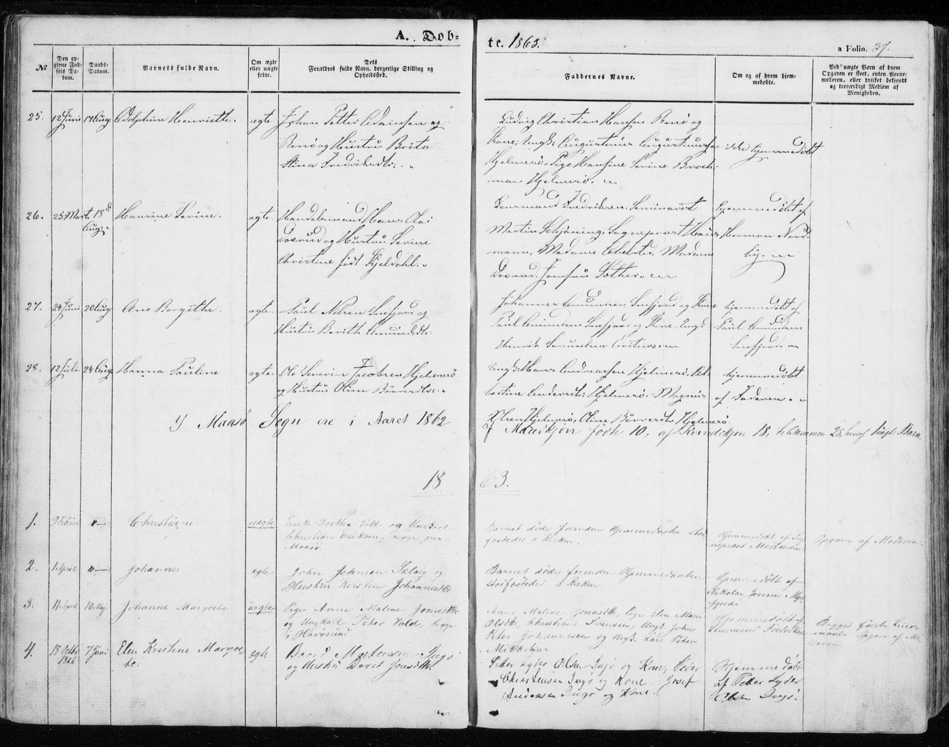 Måsøy sokneprestkontor, SATØ/S-1348/H/Ha/L0002kirke: Parish register (official) no. 2, 1852-1865, p. 37
