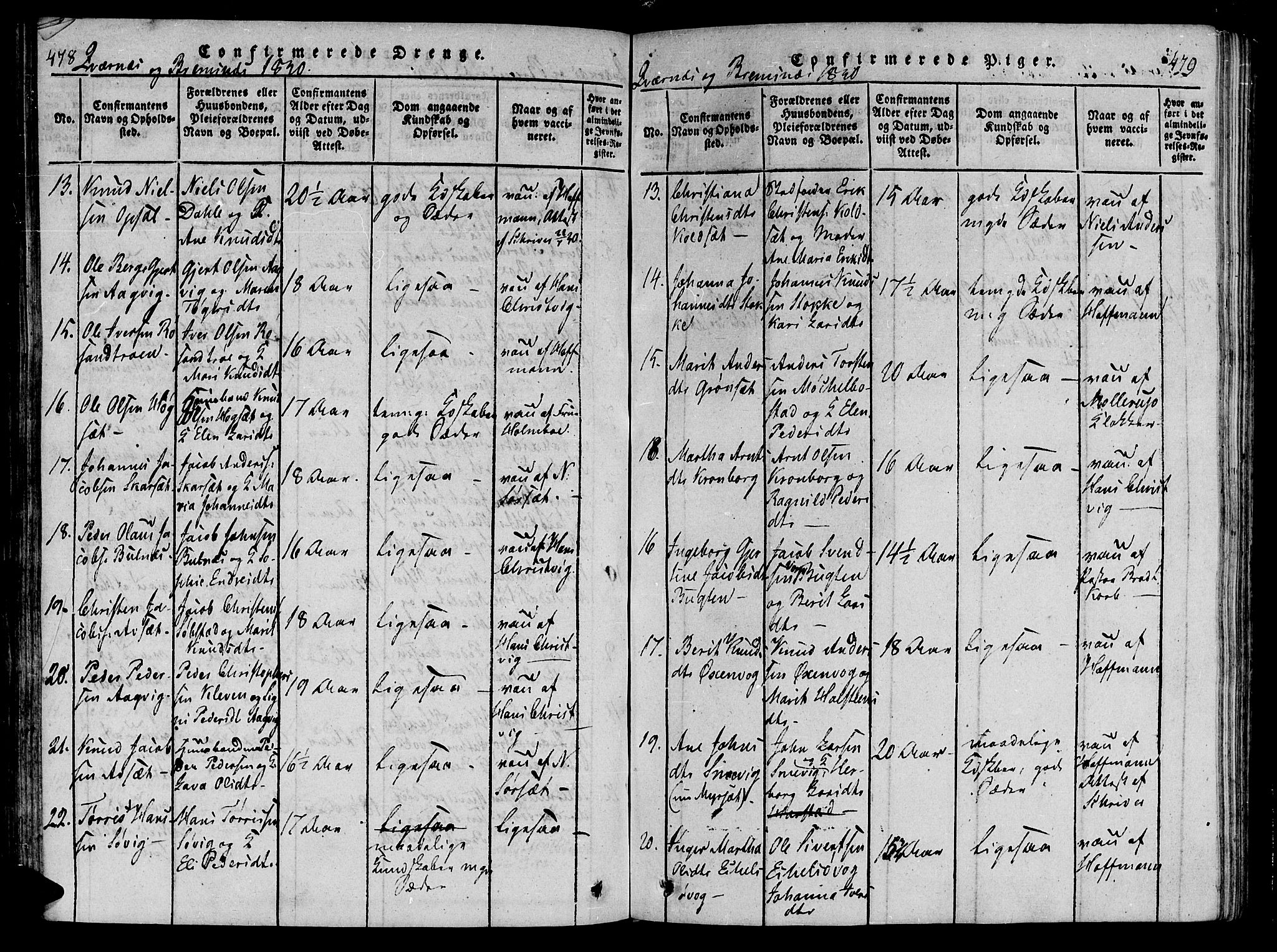 Ministerialprotokoller, klokkerbøker og fødselsregistre - Møre og Romsdal, AV/SAT-A-1454/568/L0800: Parish register (official) no. 568A09 /1, 1819-1830, p. 478-479