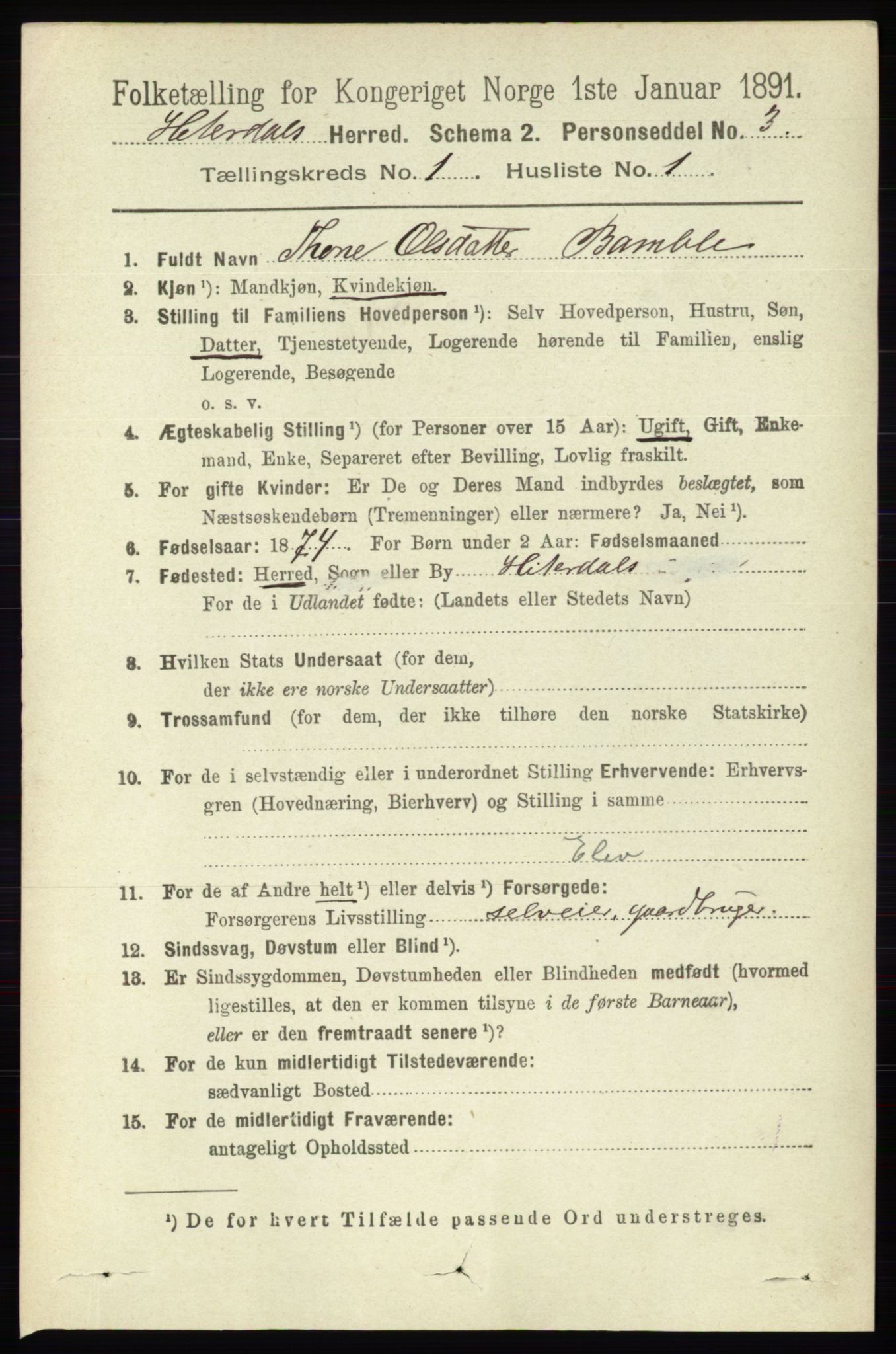 RA, 1891 census for 0823 Heddal, 1891, p. 107