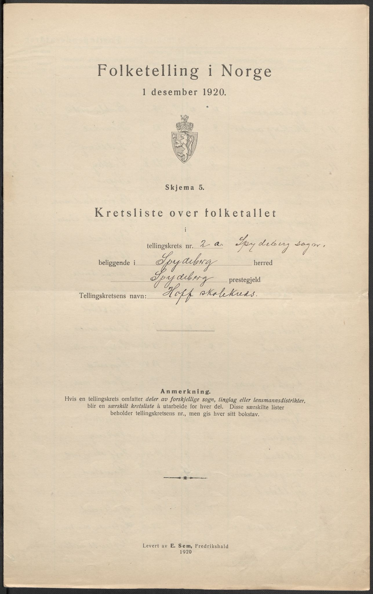 SAO, 1920 census for Spydeberg, 1920, p. 13