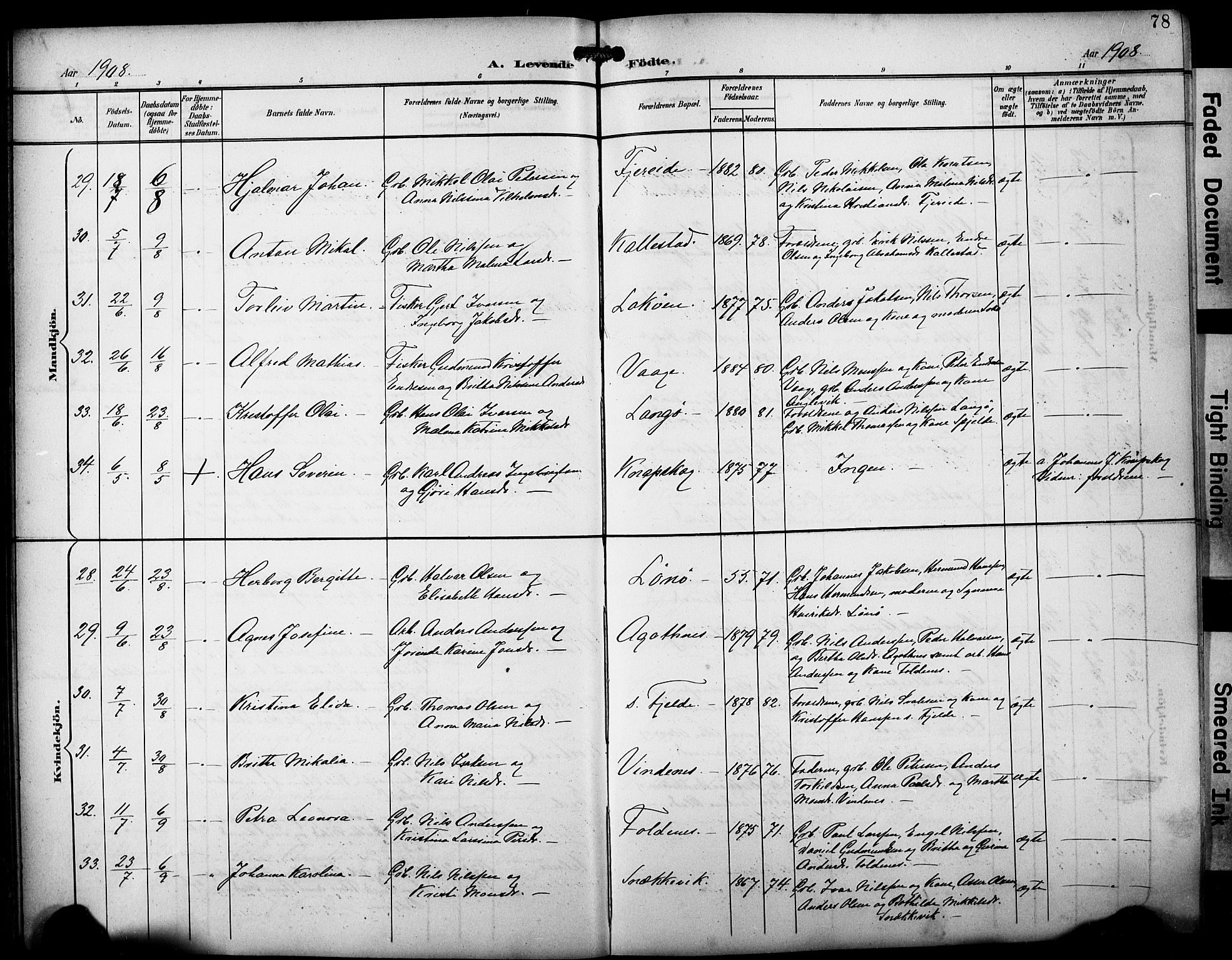 Fjell sokneprestembete, AV/SAB-A-75301/H/Hab: Parish register (copy) no. A 5, 1899-1918, p. 78