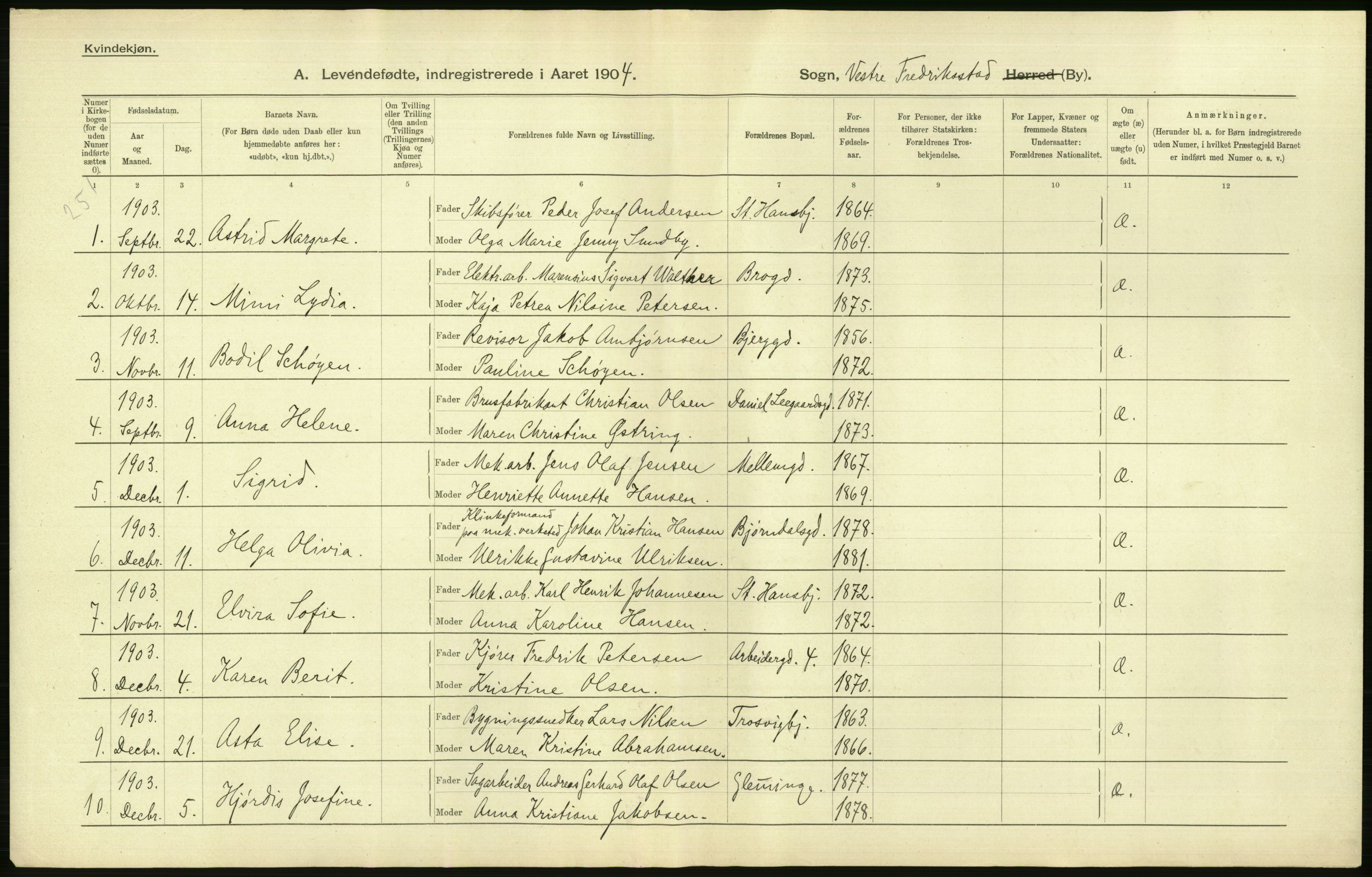 Statistisk sentralbyrå, Sosiodemografiske emner, Befolkning, AV/RA-S-2228/D/Df/Dfa/Dfab/L0001: Smålenenes amt: Fødte, gifte, døde, 1904, p. 172