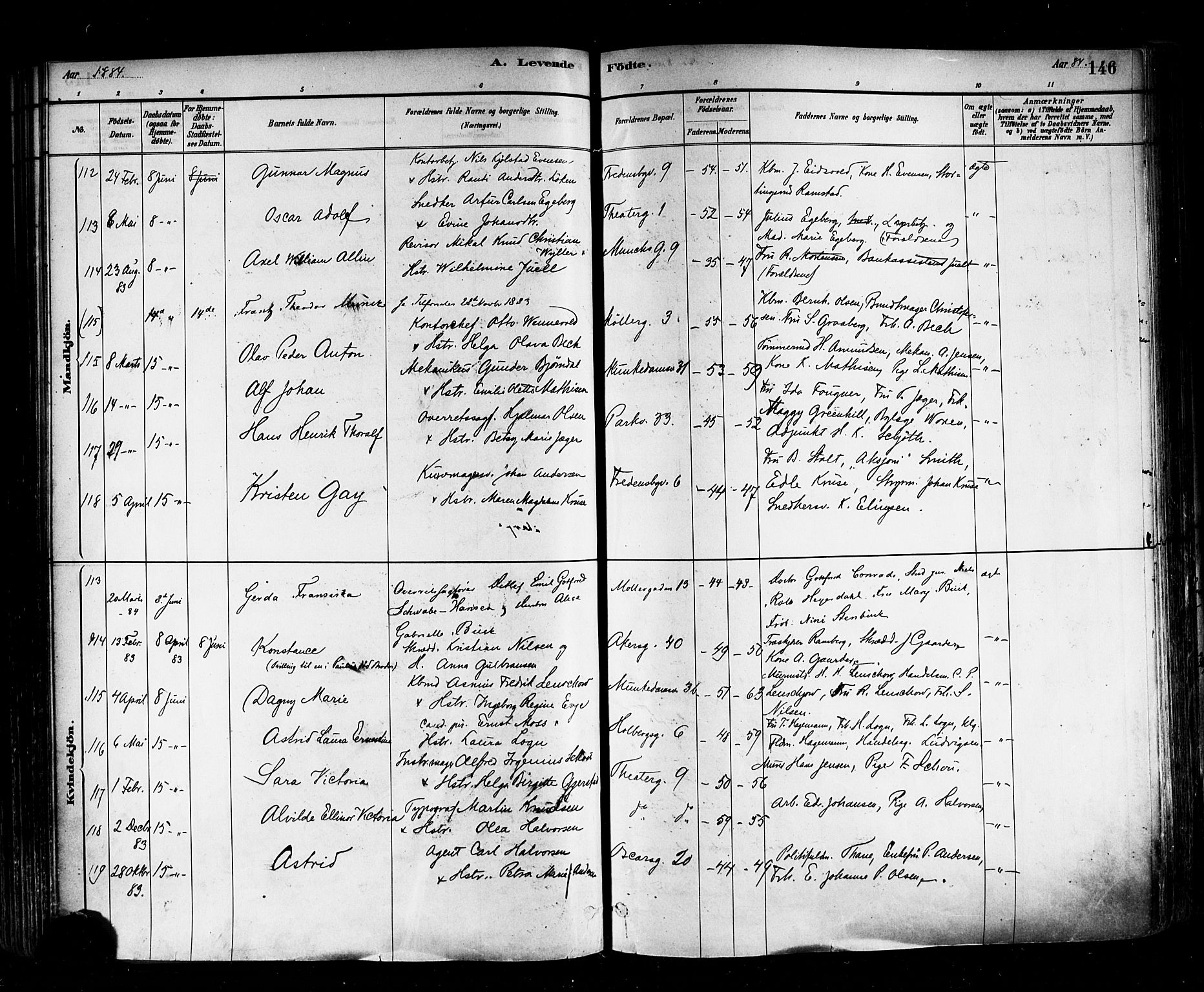 Trefoldighet prestekontor Kirkebøker, SAO/A-10882/F/Fa/L0005: Parish register (official) no. I 5, 1881-1891, p. 146