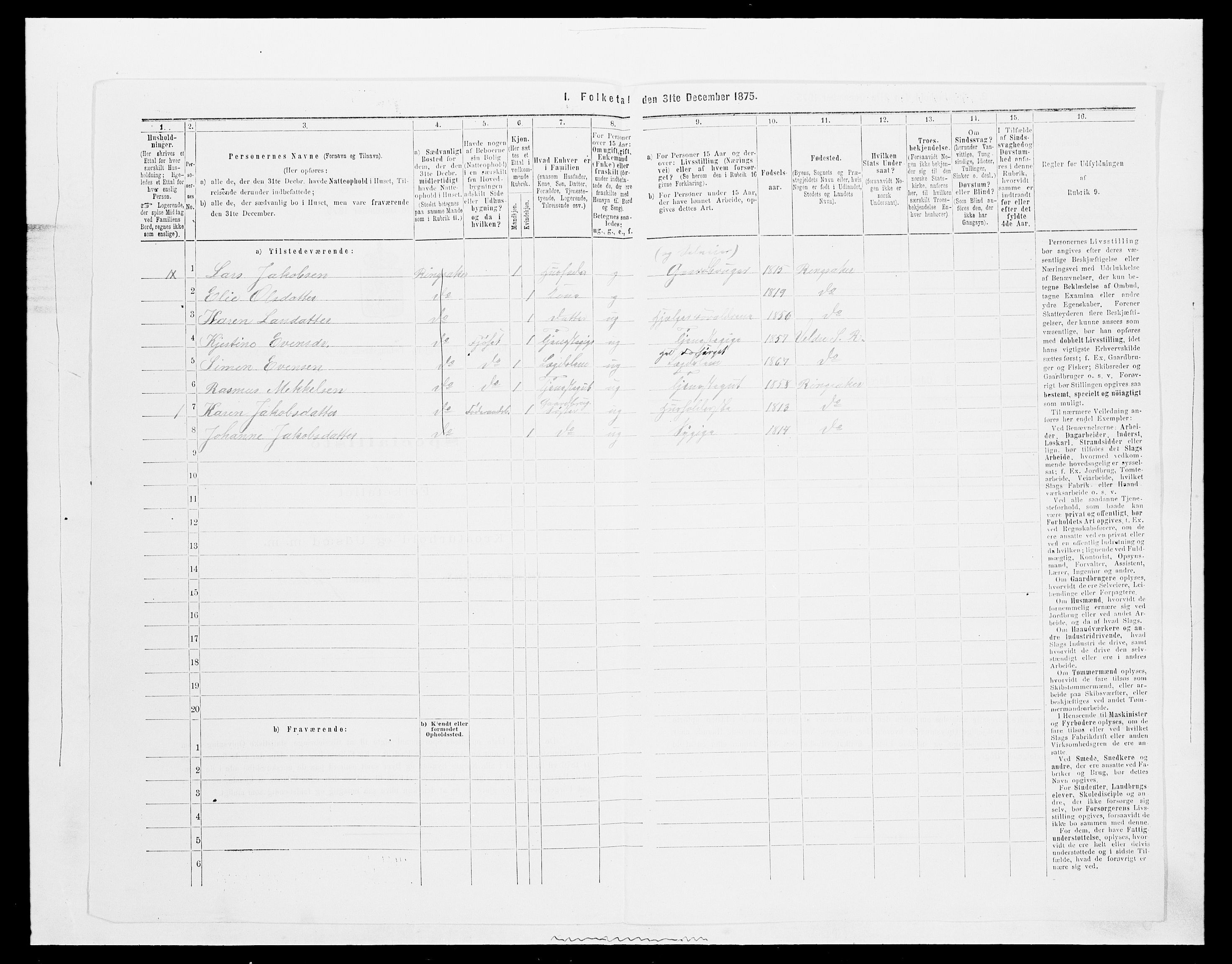 SAH, 1875 census for 0412P Ringsaker, 1875, p. 2369