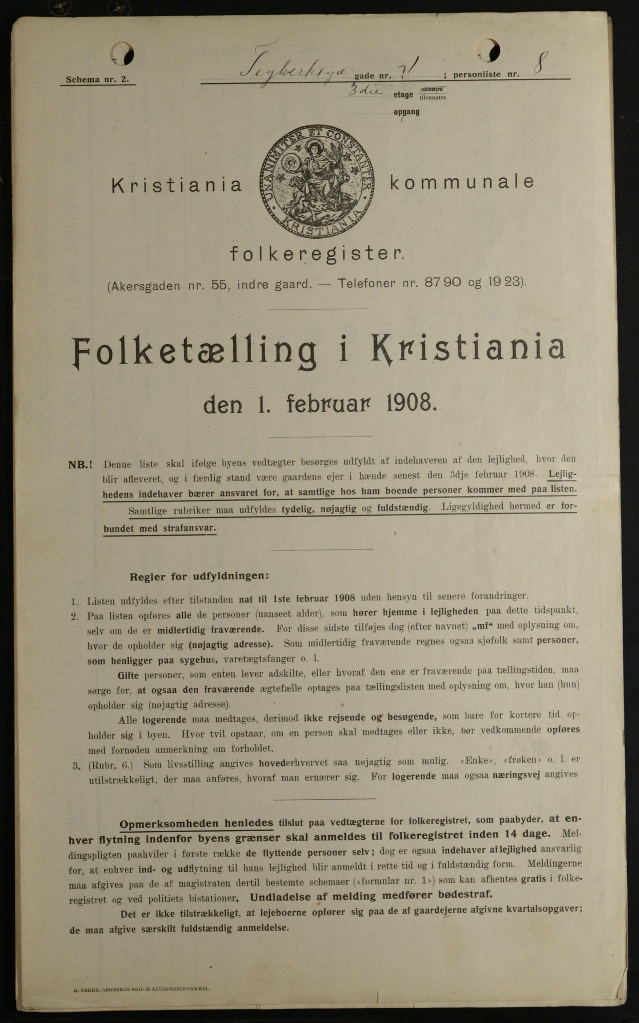 OBA, Municipal Census 1908 for Kristiania, 1908, p. 96467