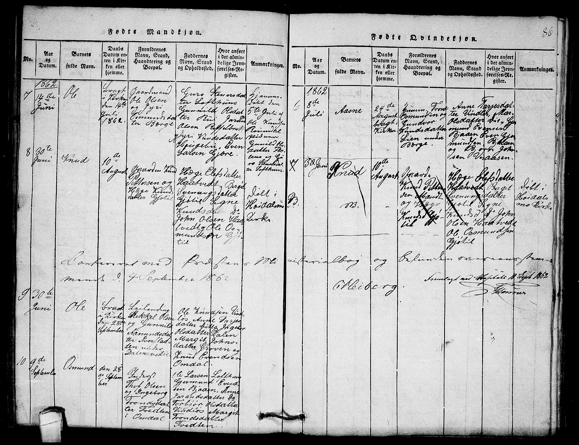 Lårdal kirkebøker, SAKO/A-284/G/Gb/L0001: Parish register (copy) no. II 1, 1815-1865, p. 86