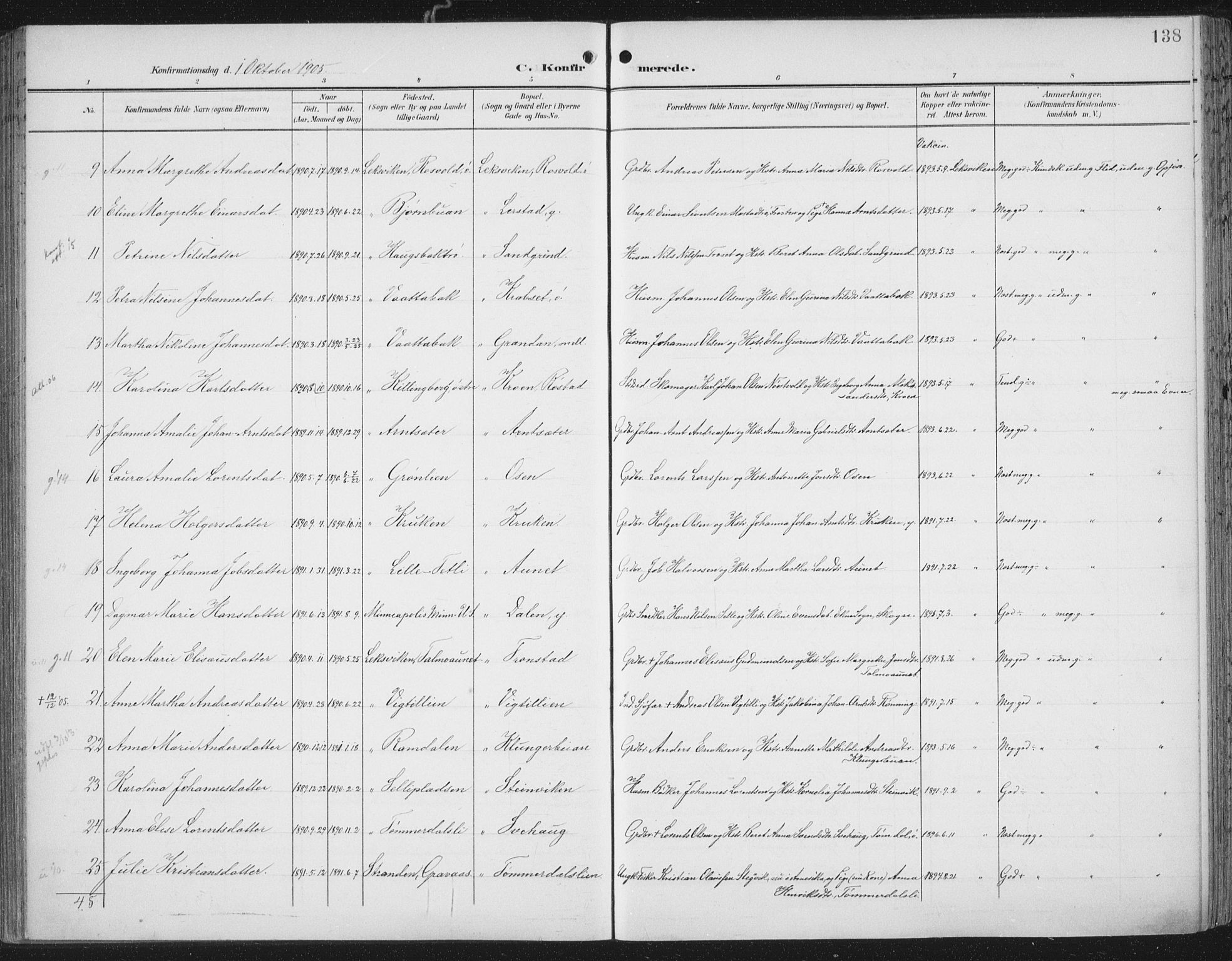 Ministerialprotokoller, klokkerbøker og fødselsregistre - Nord-Trøndelag, AV/SAT-A-1458/701/L0011: Parish register (official) no. 701A11, 1899-1915, p. 138