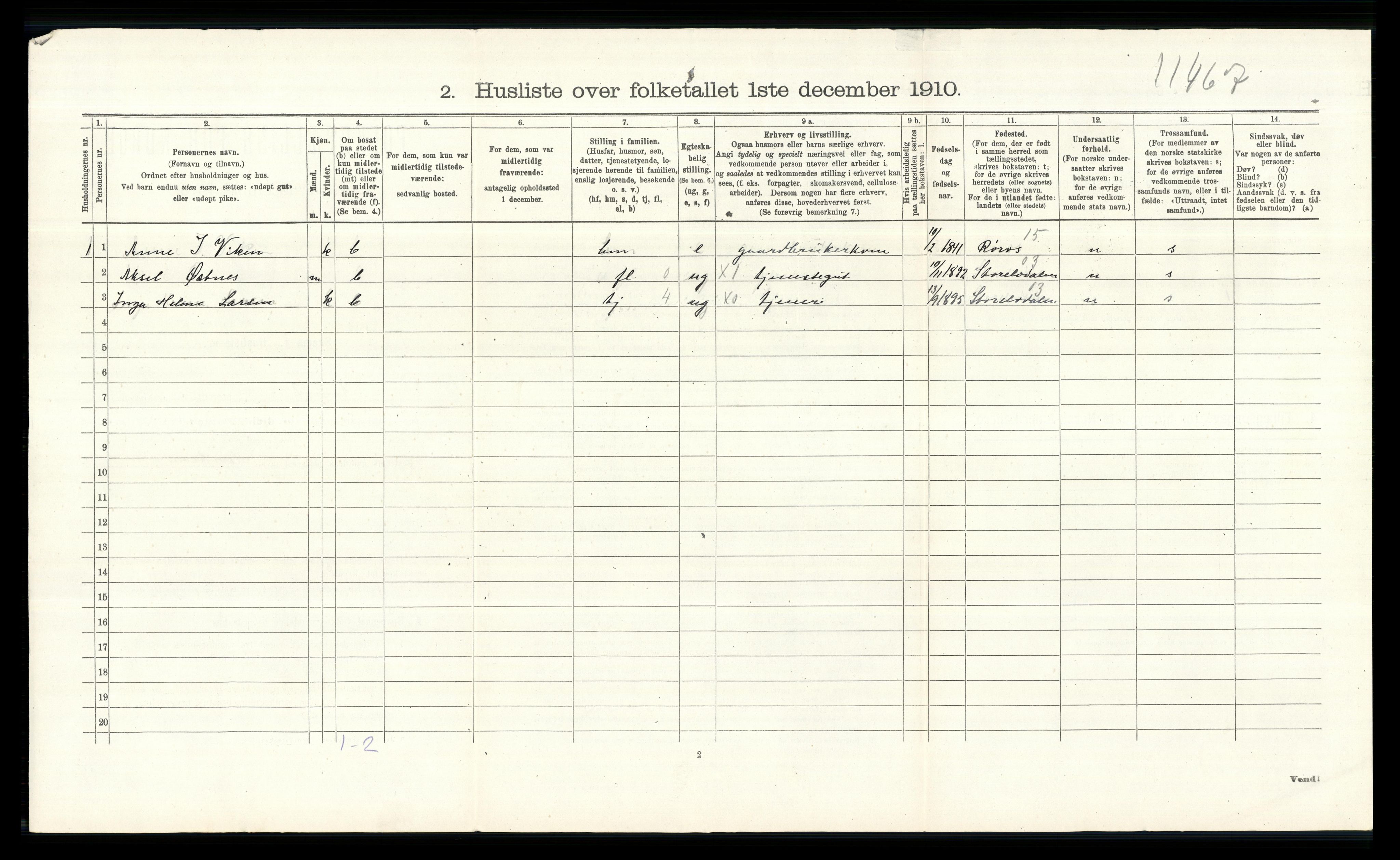 RA, 1910 census for Åmot, 1910, p. 638