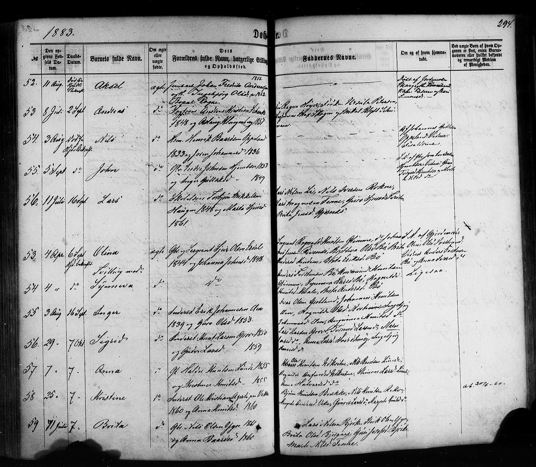 Voss sokneprestembete, SAB/A-79001/H/Haa: Parish register (official) no. A 17, 1863-1886, p. 294