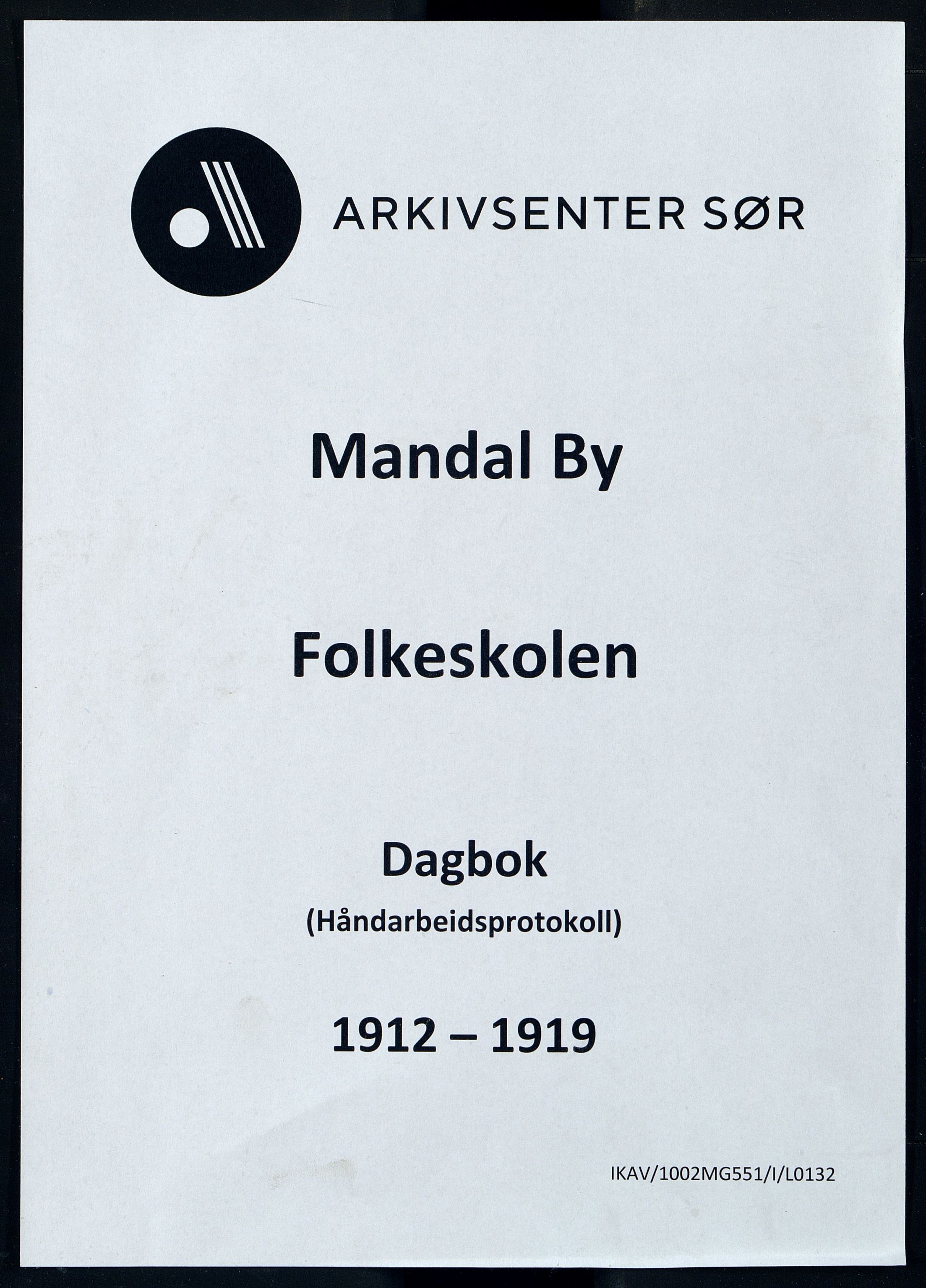 Mandal By - Mandal Allmueskole/Folkeskole/Skole, IKAV/1002MG551/I/L0132: Dagbok - håndarbeidsprotokoll, 1912-1919