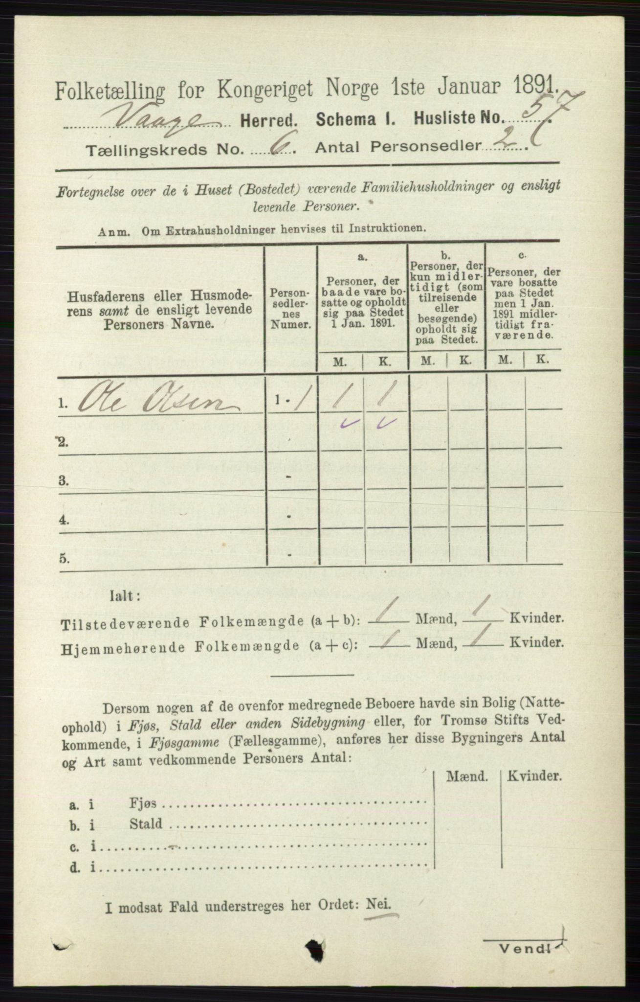 RA, 1891 census for 0515 Vågå, 1891, p. 3890