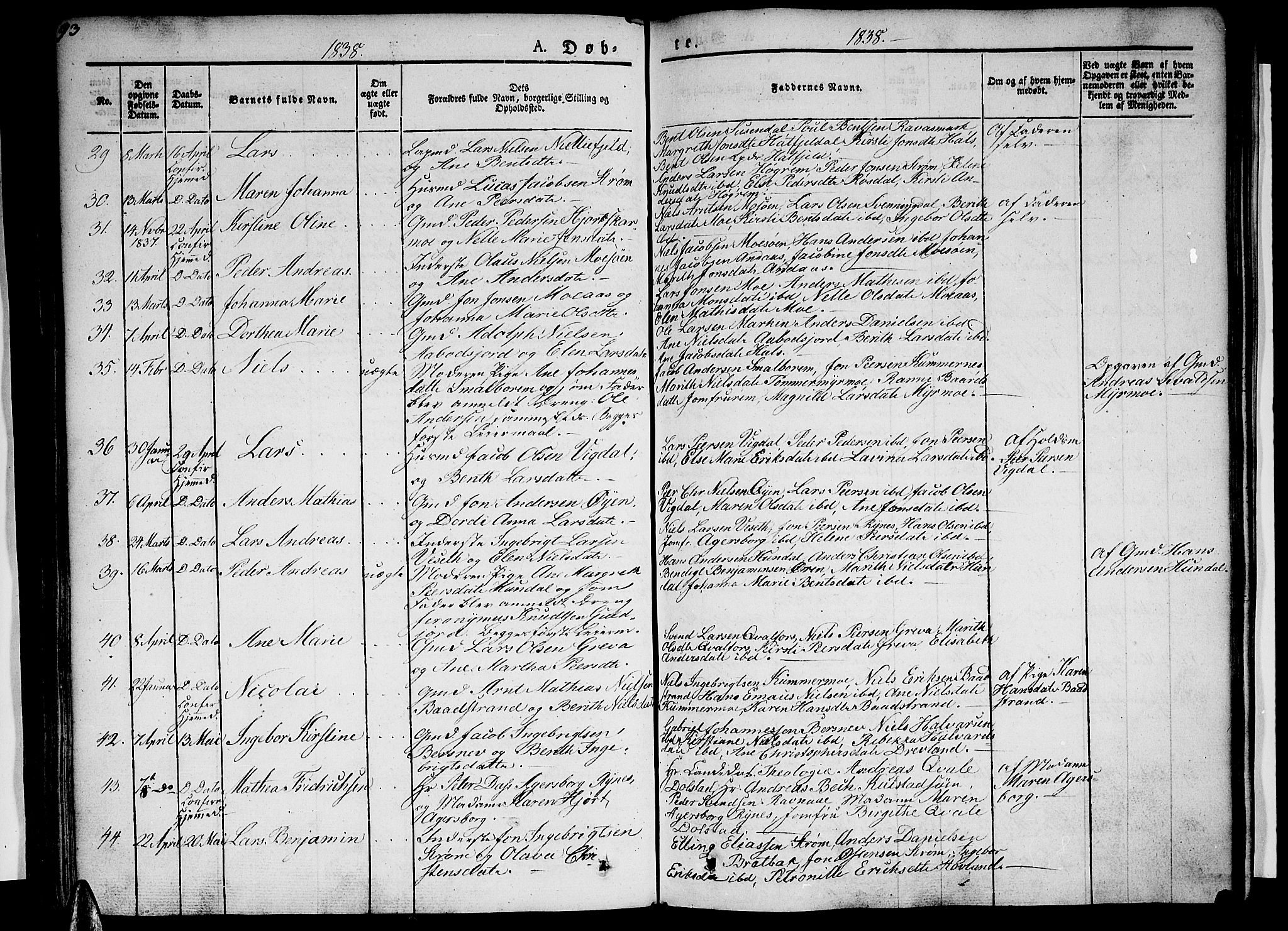 Ministerialprotokoller, klokkerbøker og fødselsregistre - Nordland, AV/SAT-A-1459/820/L0289: Parish register (official) no. 820A10, 1826-1845, p. 93