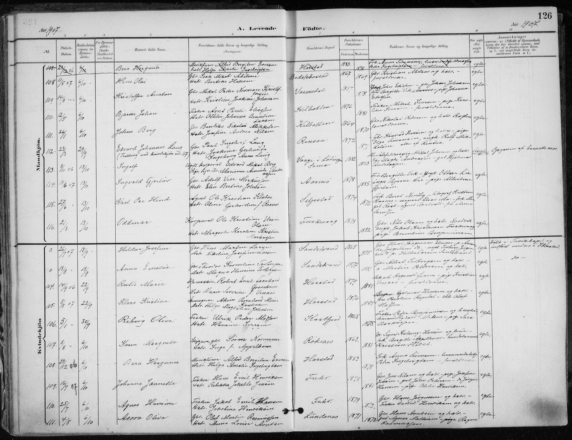 Trondenes sokneprestkontor, SATØ/S-1319/H/Ha/L0017kirke: Parish register (official) no. 17, 1899-1908, p. 126