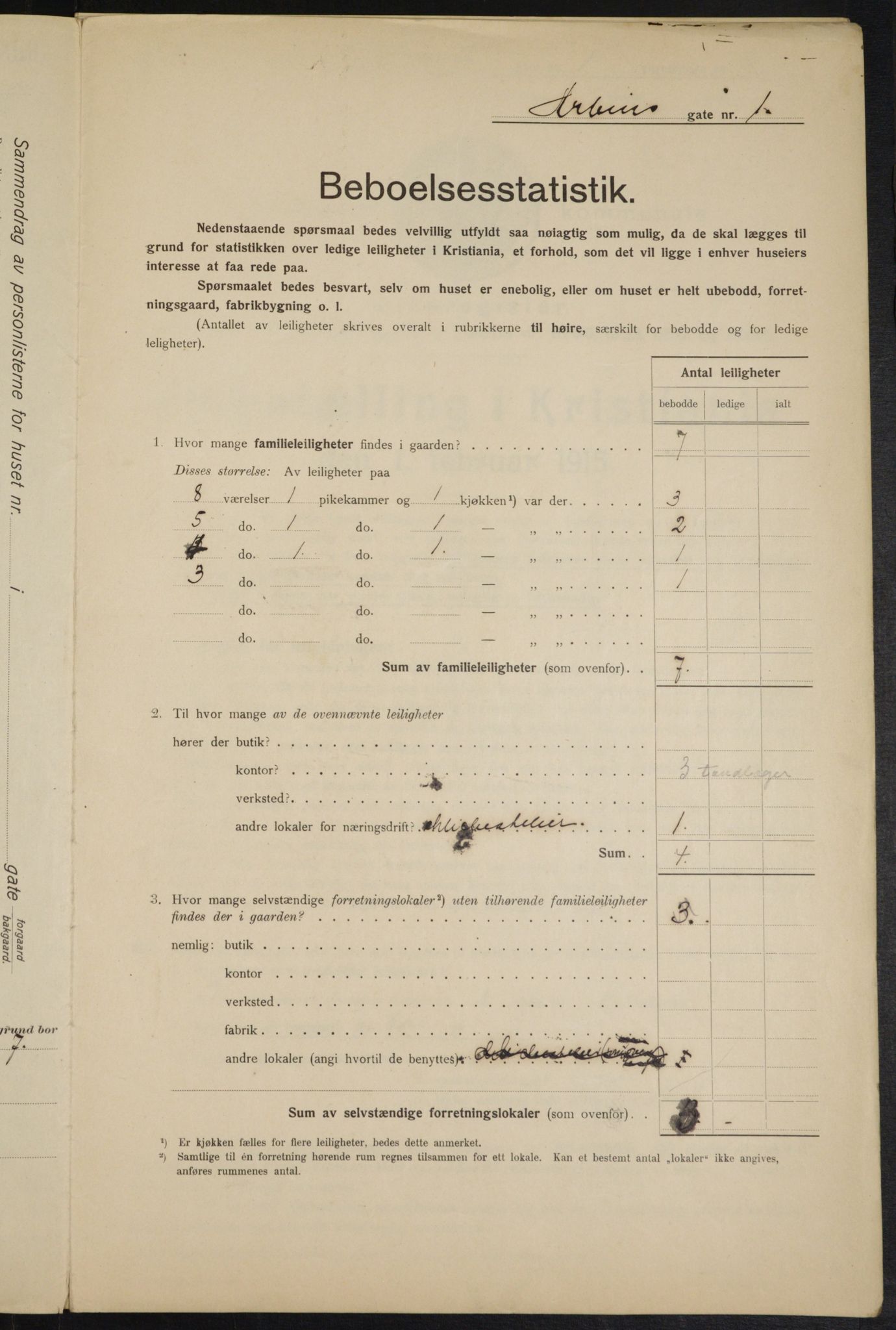 OBA, Municipal Census 1915 for Kristiania, 1915, p. 1462