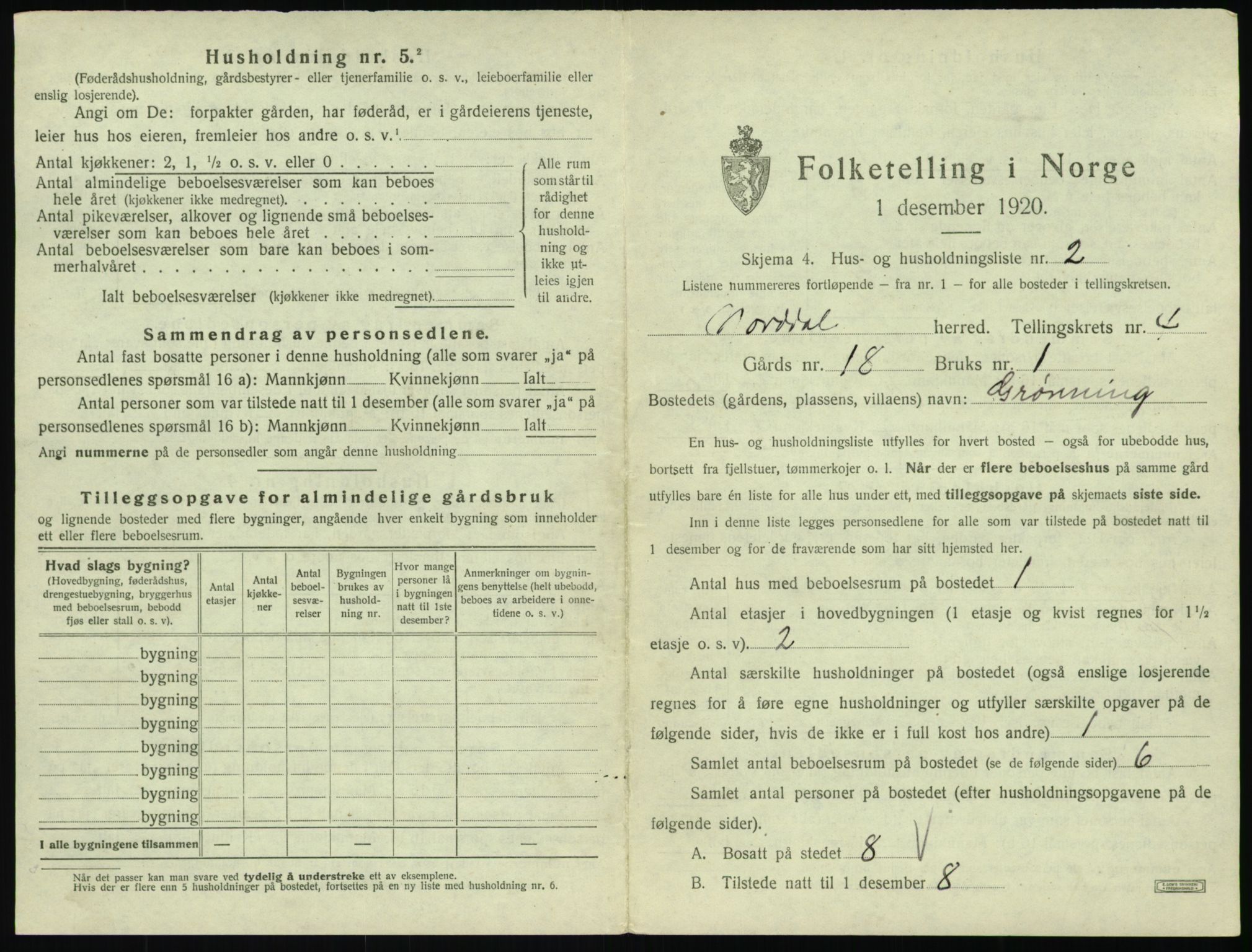 SAT, 1920 census for Norddal, 1920, p. 319