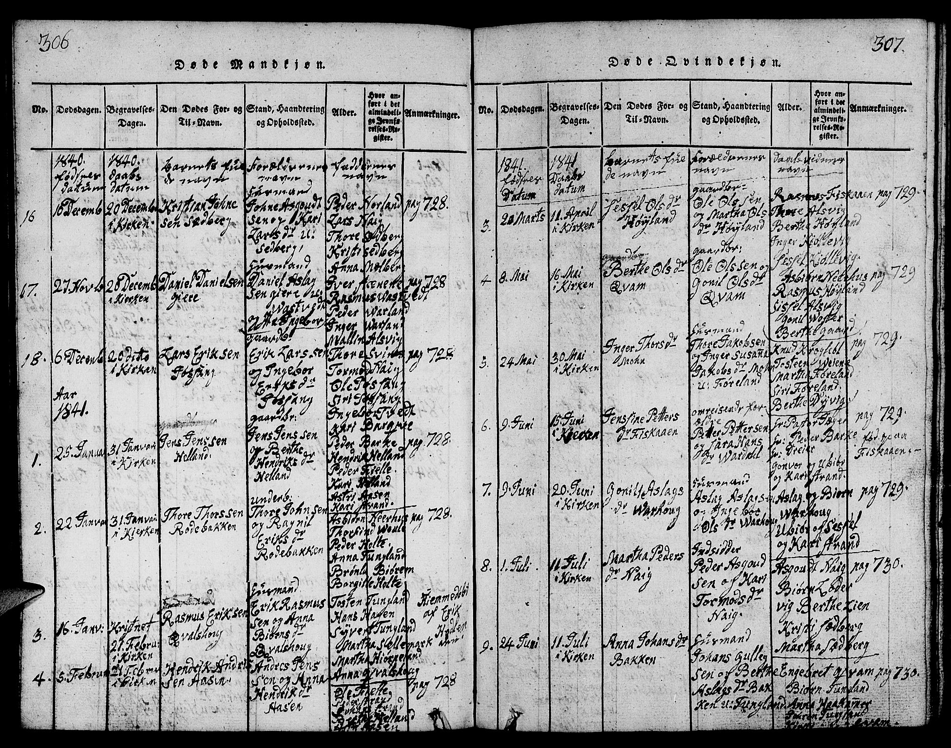 Strand sokneprestkontor, AV/SAST-A-101828/H/Ha/Hab/L0001: Parish register (copy) no. B 1, 1816-1854, p. 306-307