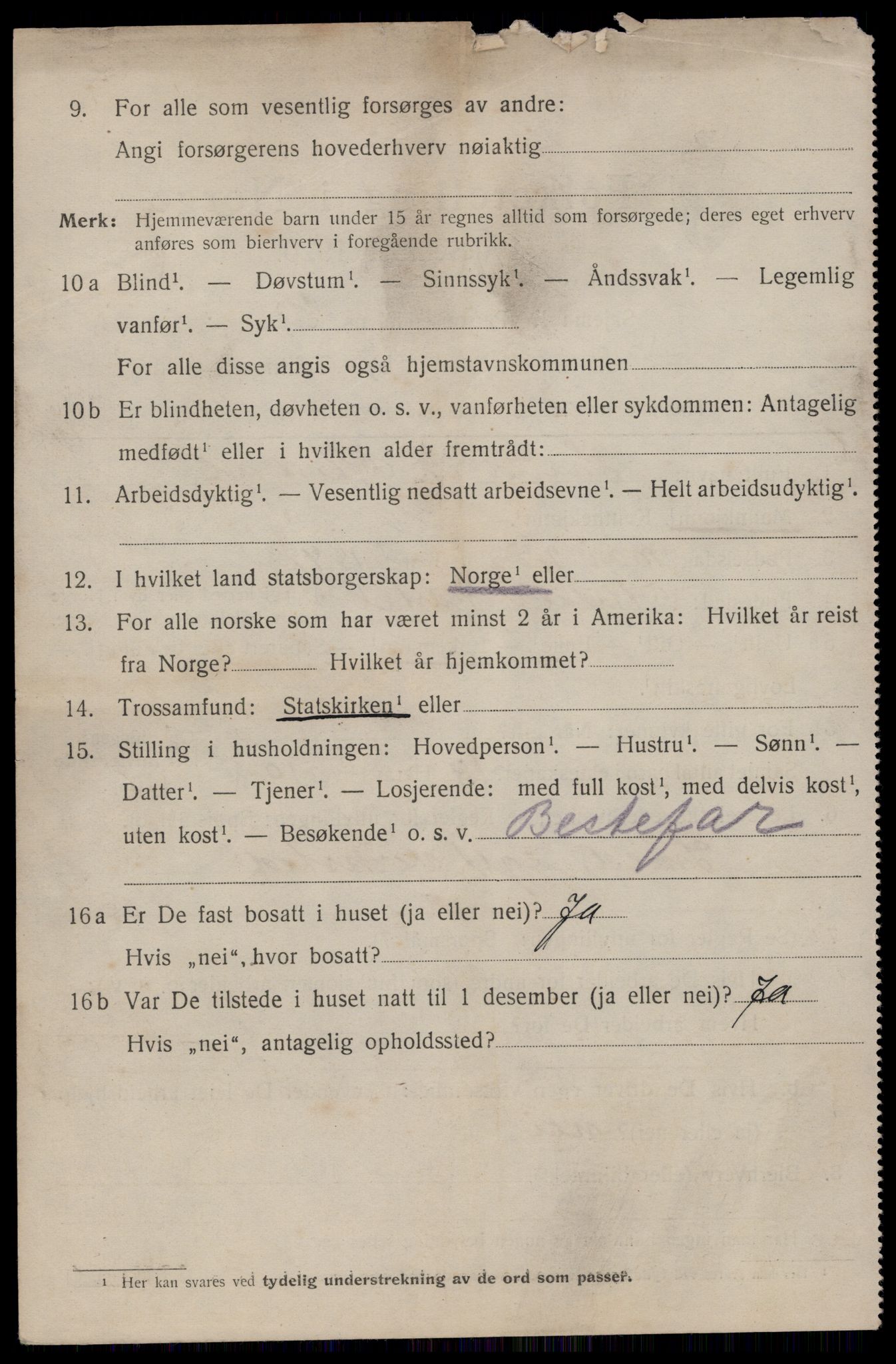 SAST, 1920 census for Sandnes, 1920, p. 6663