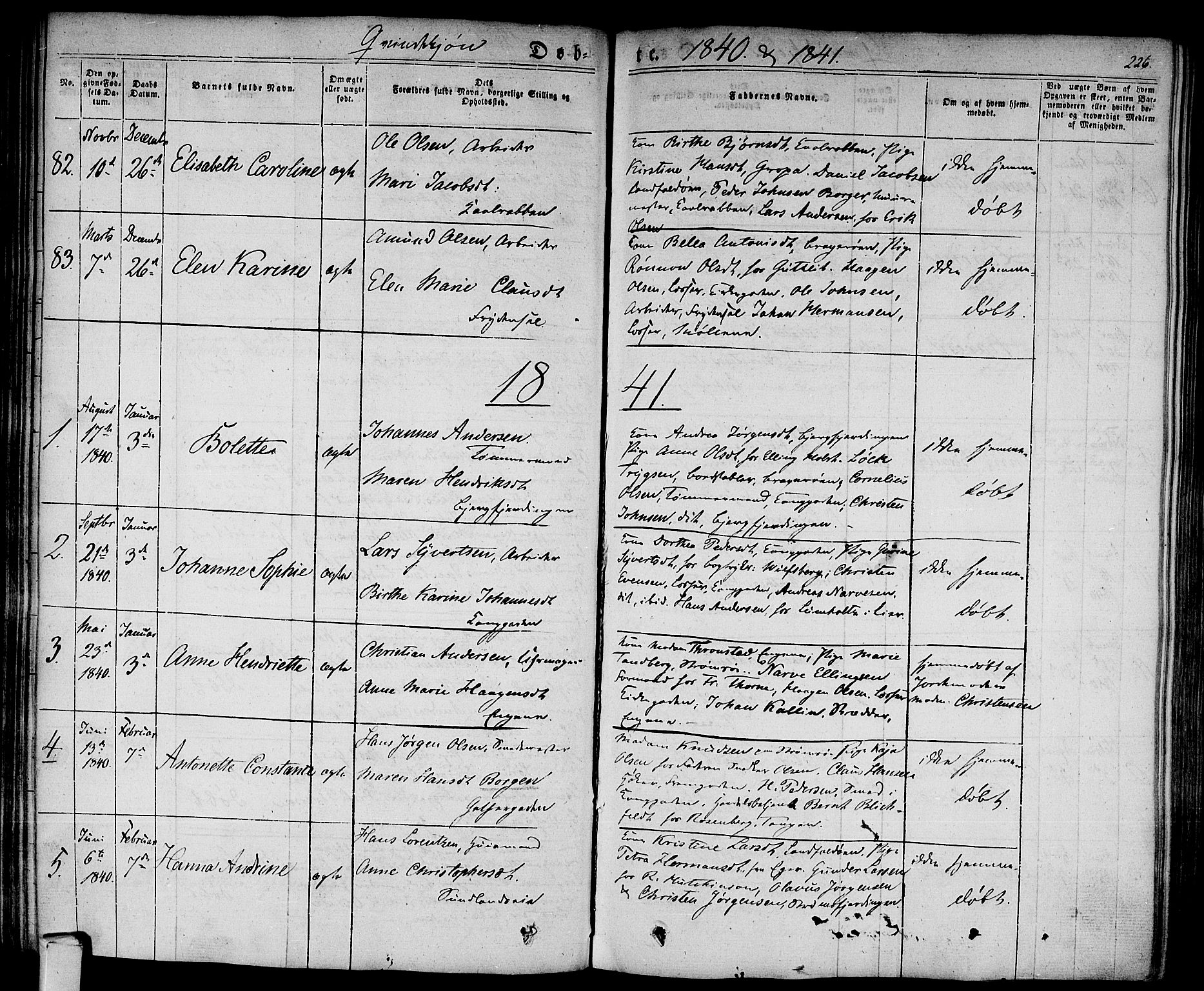 Bragernes kirkebøker, AV/SAKO-A-6/F/Fb/L0001: Parish register (official) no. II 1, 1830-1847, p. 226