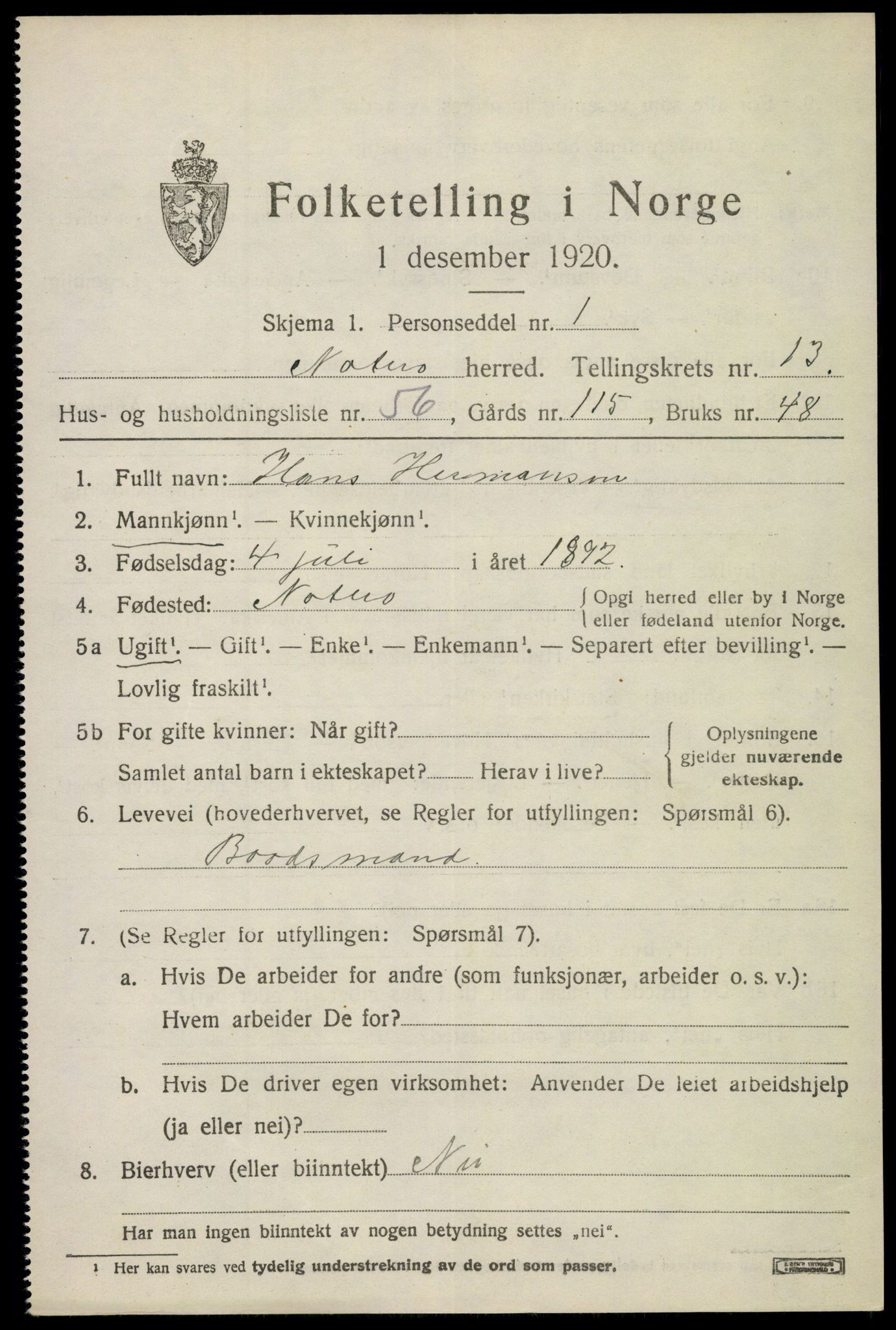 SAKO, 1920 census for Nøtterøy, 1920, p. 15767