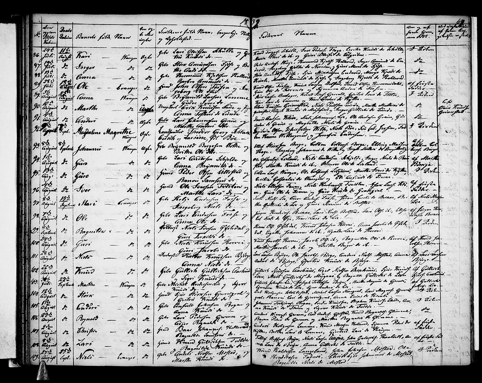 Voss sokneprestembete, AV/SAB-A-79001: Curate's parish register no. A 1, 1821-1841, p. 69