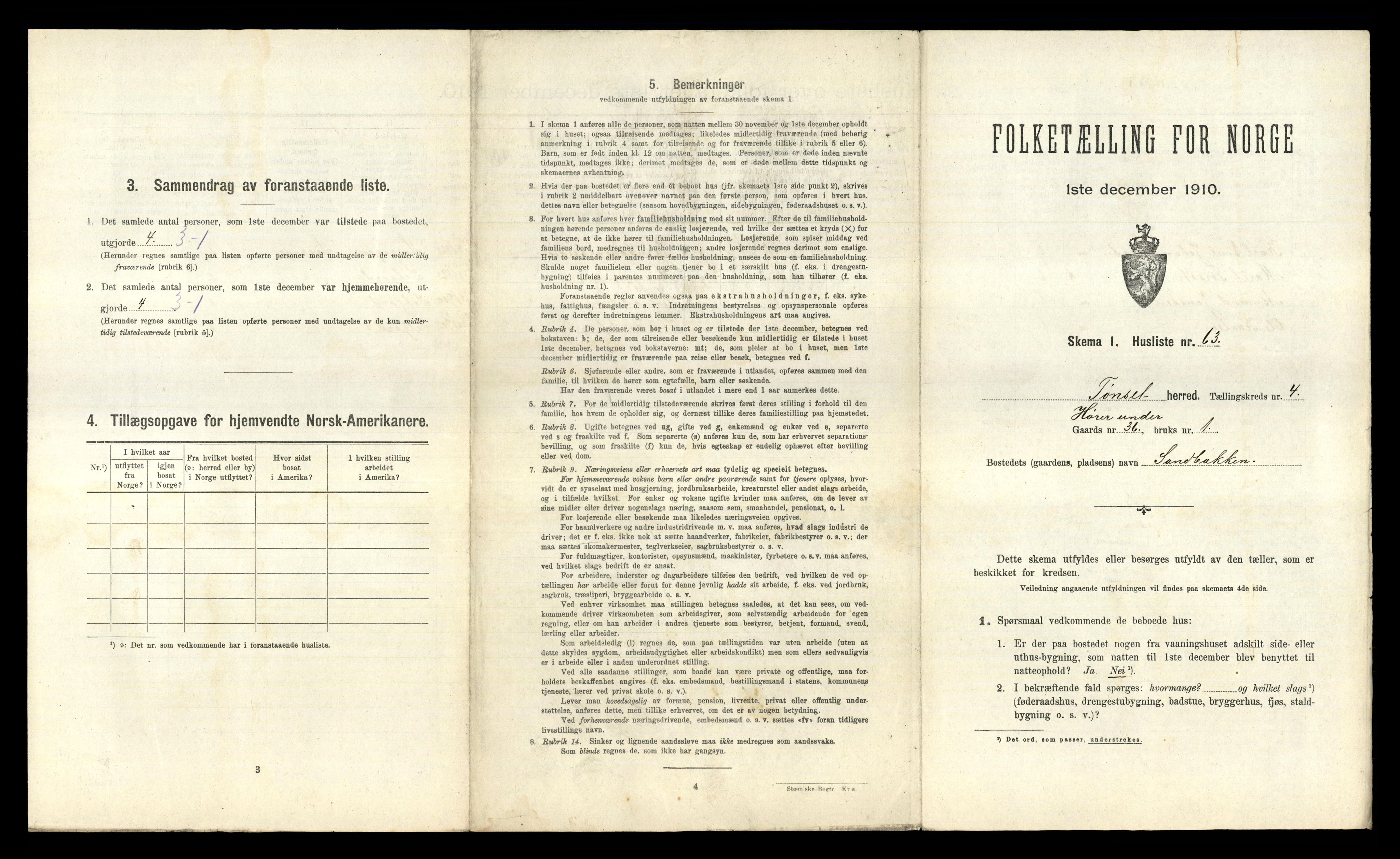 RA, 1910 census for Tynset, 1910, p. 649