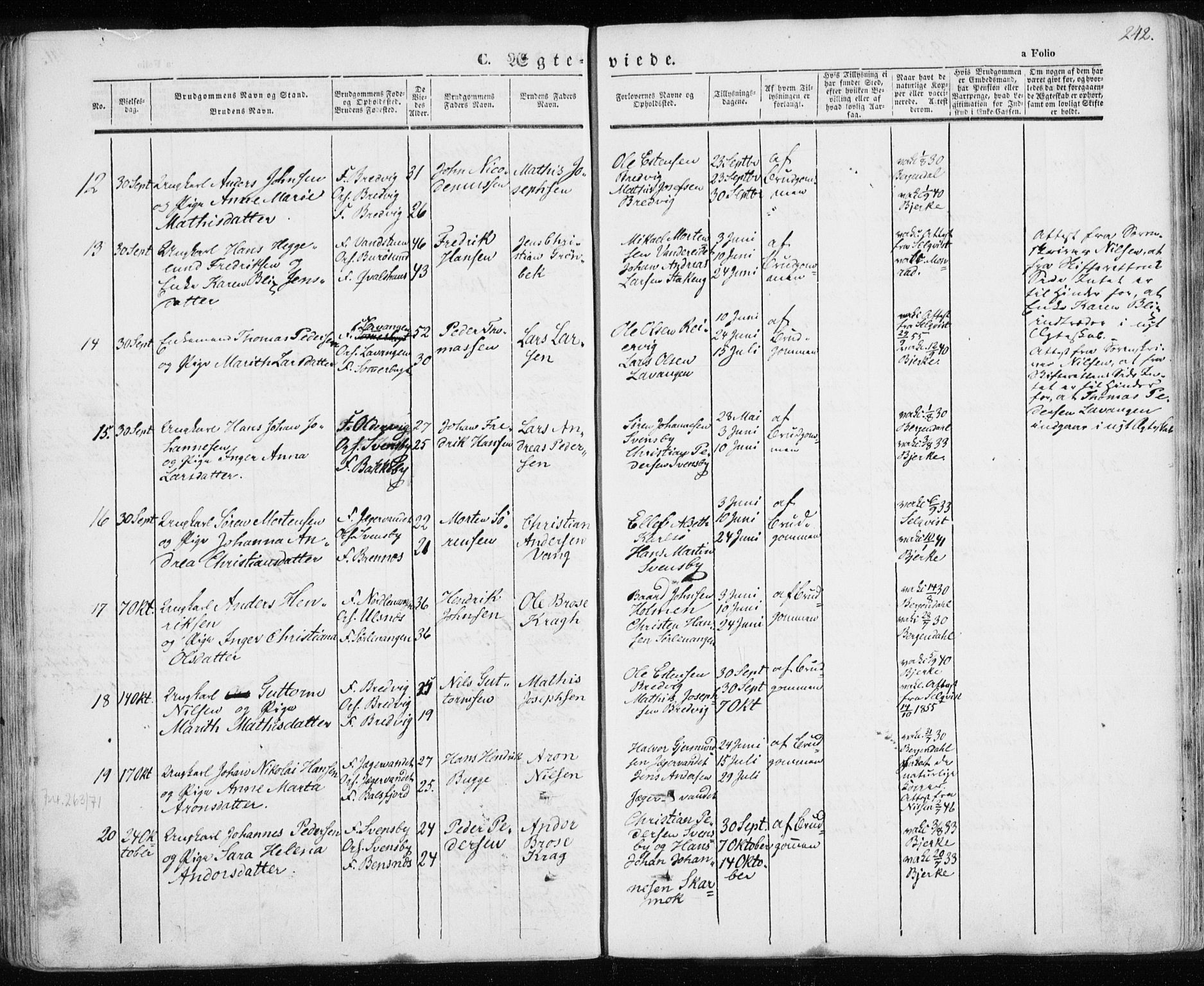 Karlsøy sokneprestembete, SATØ/S-1299/H/Ha/Haa/L0003kirke: Parish register (official) no. 3, 1843-1860, p. 242