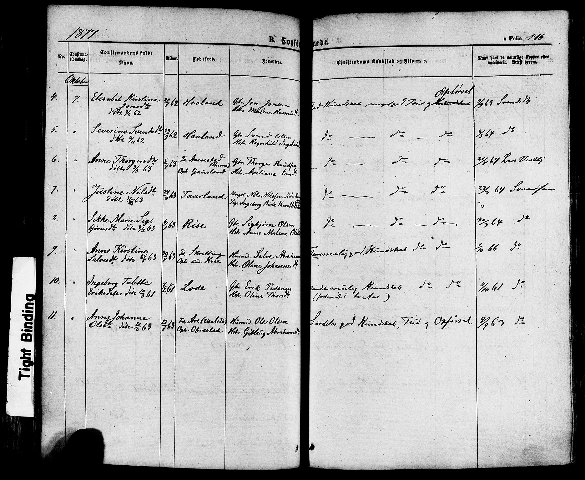 Hå sokneprestkontor, SAST/A-101801/001/30BA/L0008: Parish register (official) no. A 7, 1853-1878, p. 176