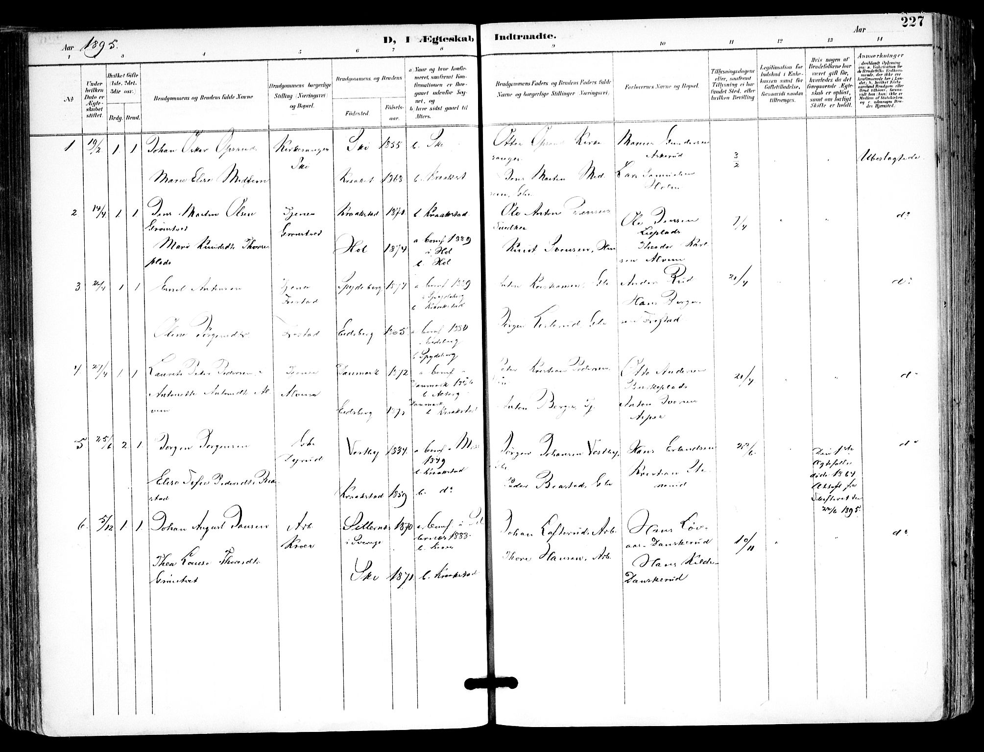 Kråkstad prestekontor Kirkebøker, SAO/A-10125a/F/Fa/L0010: Parish register (official) no. I 10, 1893-1931, p. 227