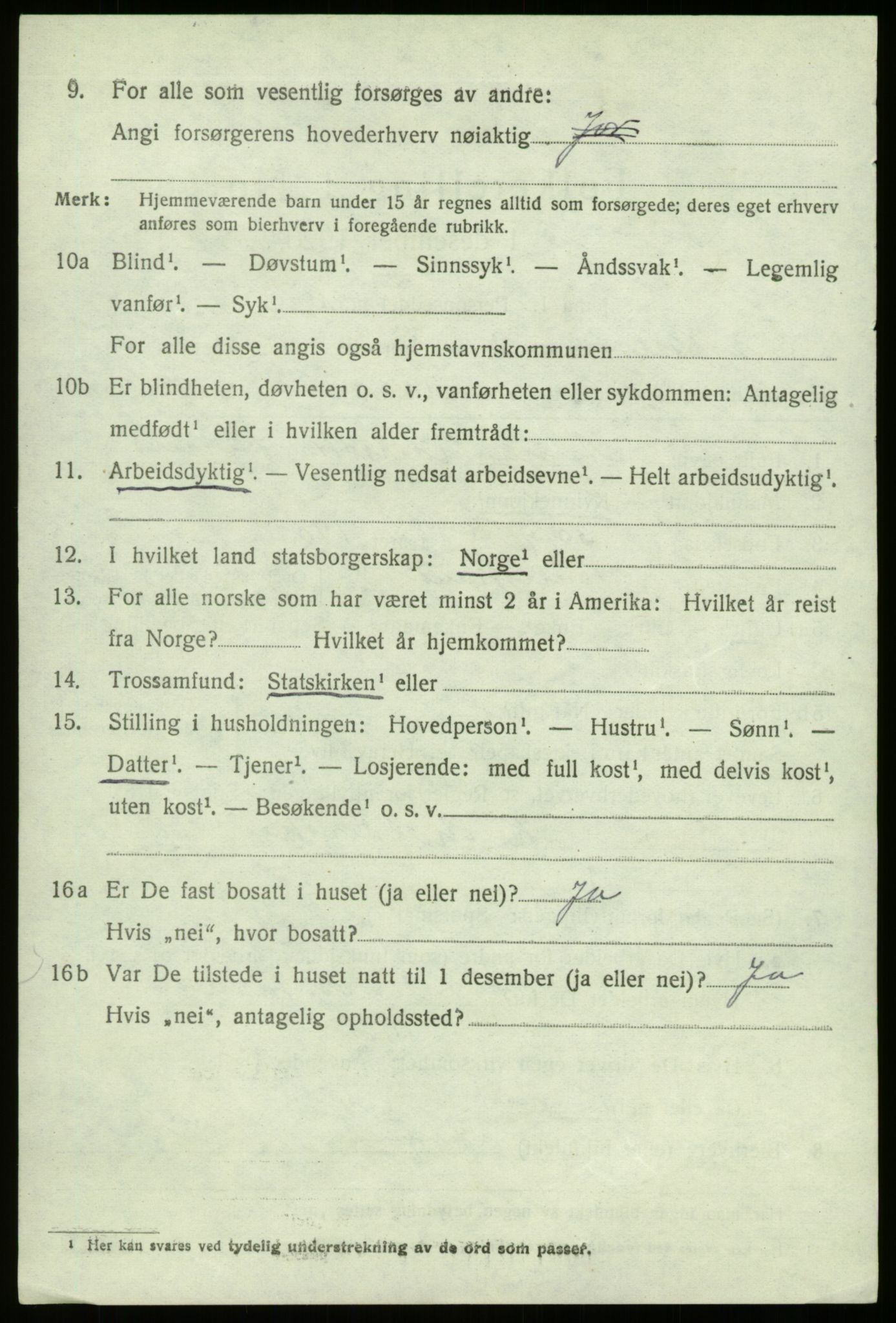 SAB, 1920 census for Balestrand, 1920, p. 2111