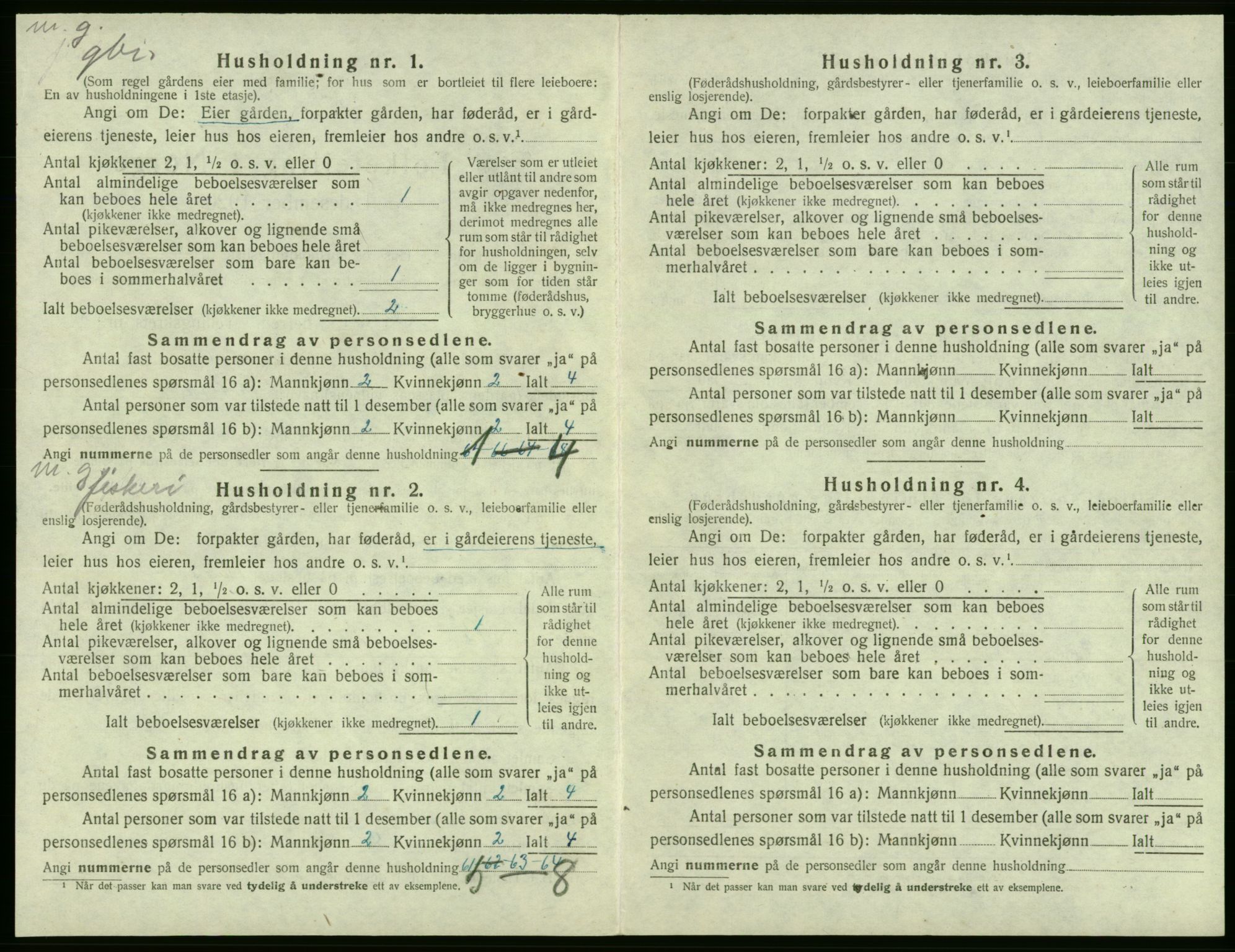 SAB, 1920 census for Fitjar, 1920, p. 466