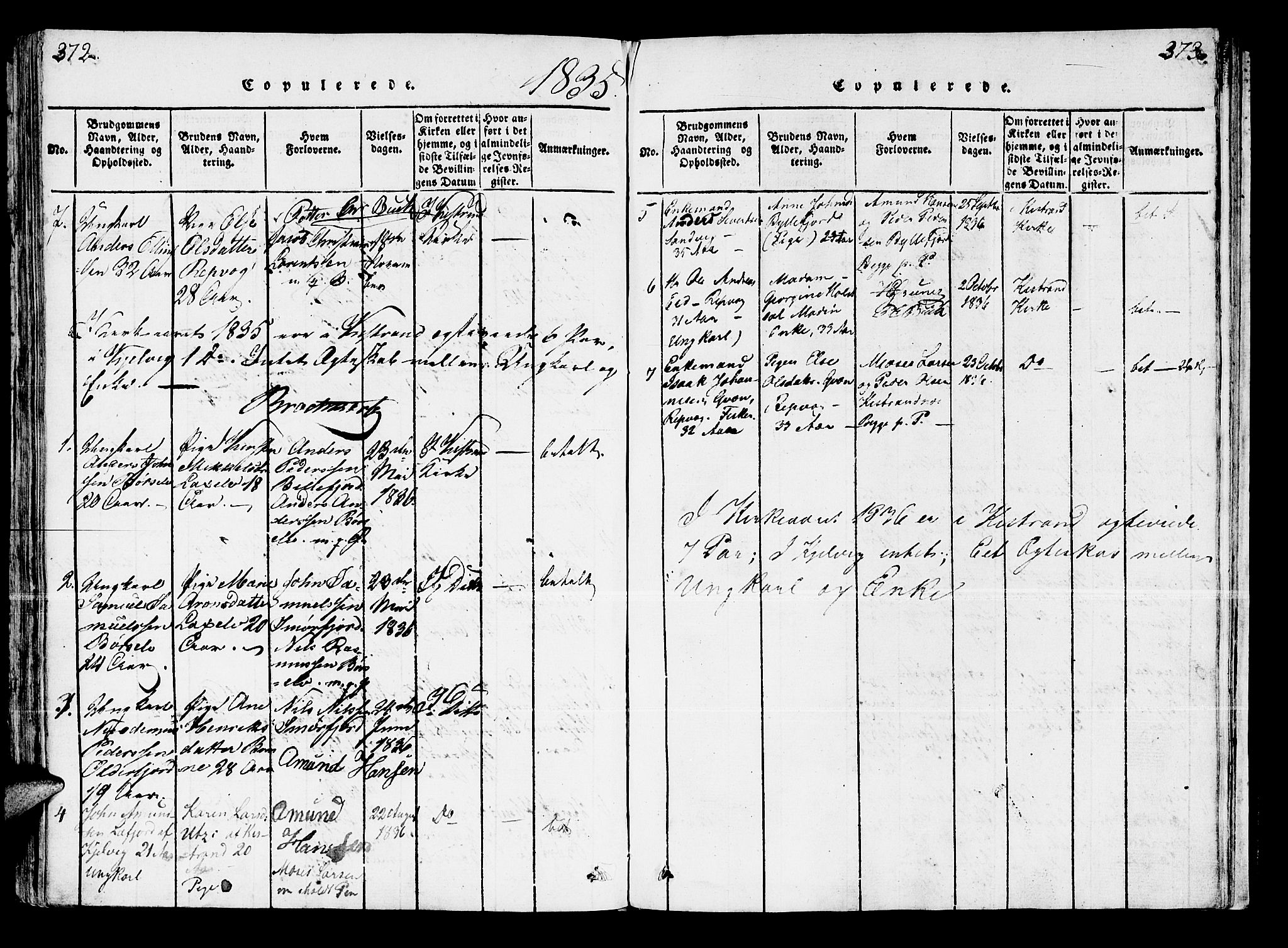 Kistrand/Porsanger sokneprestembete, SATØ/S-1351/H/Ha/L0003.kirke: Parish register (official) no. 3, 1825-1842, p. 372-373