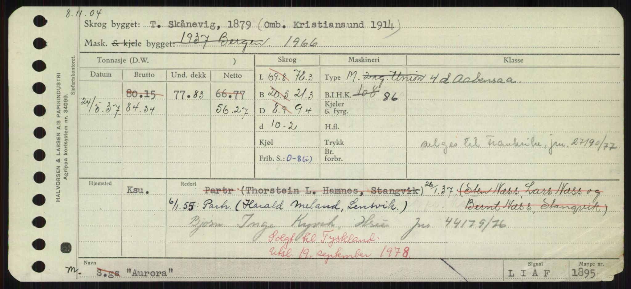 Sjøfartsdirektoratet med forløpere, Skipsmålingen, RA/S-1627/H/Hd/L0002: Fartøy, Apa-Axe, p. 451