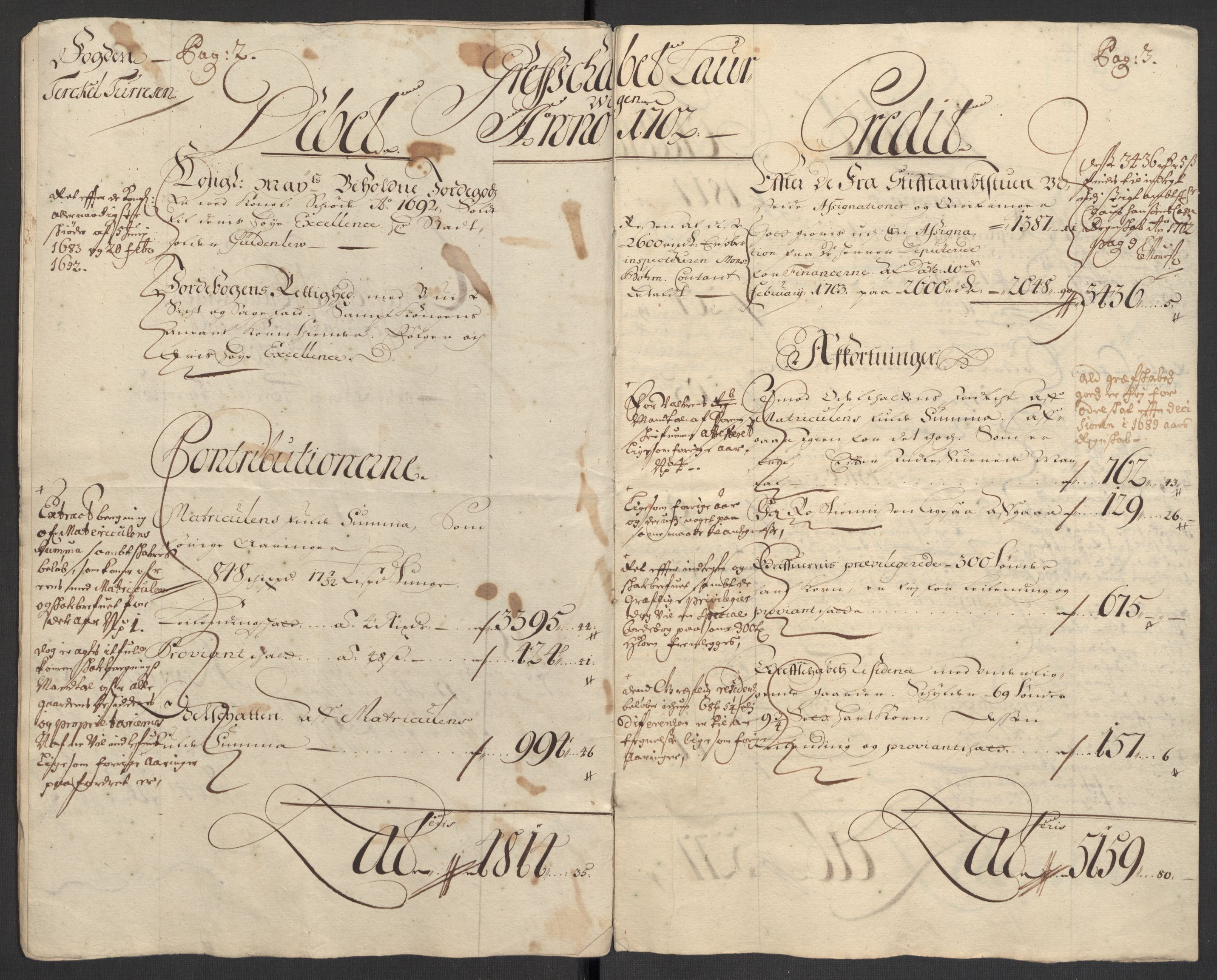 Rentekammeret inntil 1814, Reviderte regnskaper, Fogderegnskap, AV/RA-EA-4092/R33/L1977: Fogderegnskap Larvik grevskap, 1702-1703, p. 10