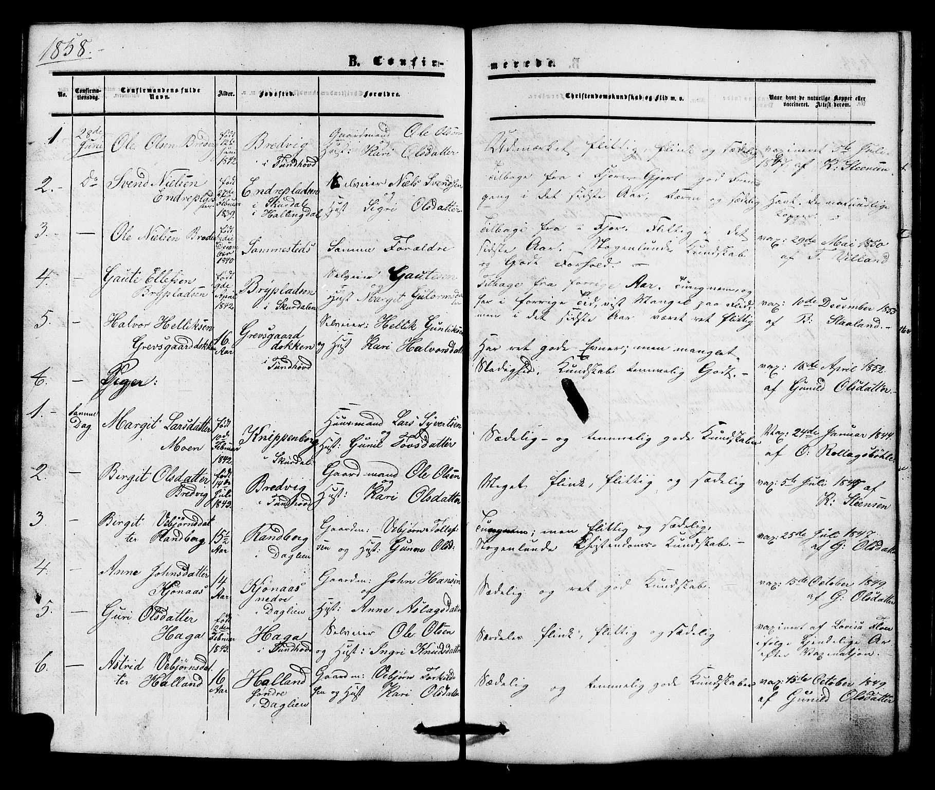 Nore kirkebøker, AV/SAKO-A-238/G/Gc/L0001: Parish register (copy) no. III 1, 1851-1877