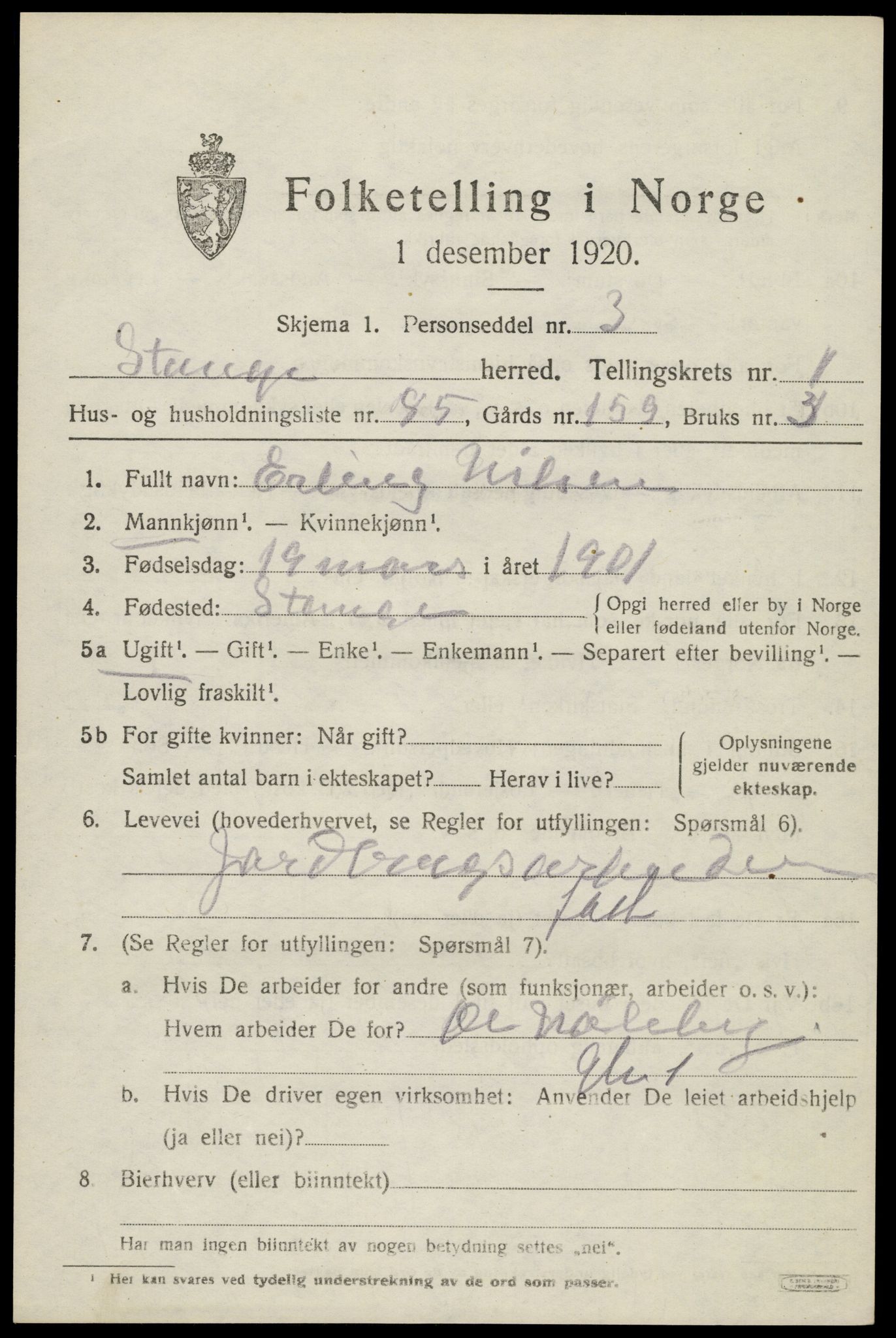 SAH, 1920 census for Stange, 1920, p. 17841