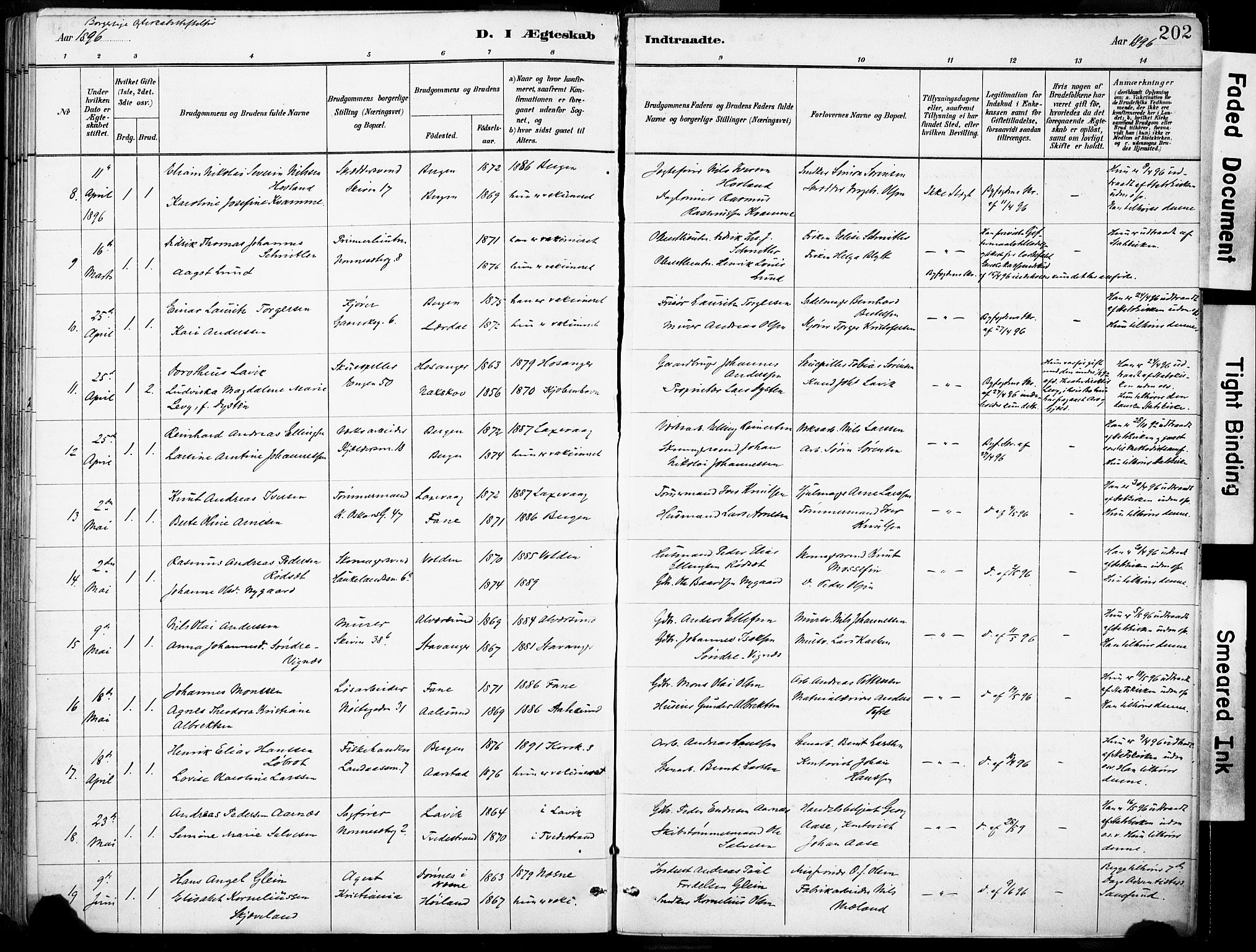 Domkirken sokneprestembete, SAB/A-74801/H/Haa/L0037: Parish register (official) no. D 4, 1880-1907, p. 202