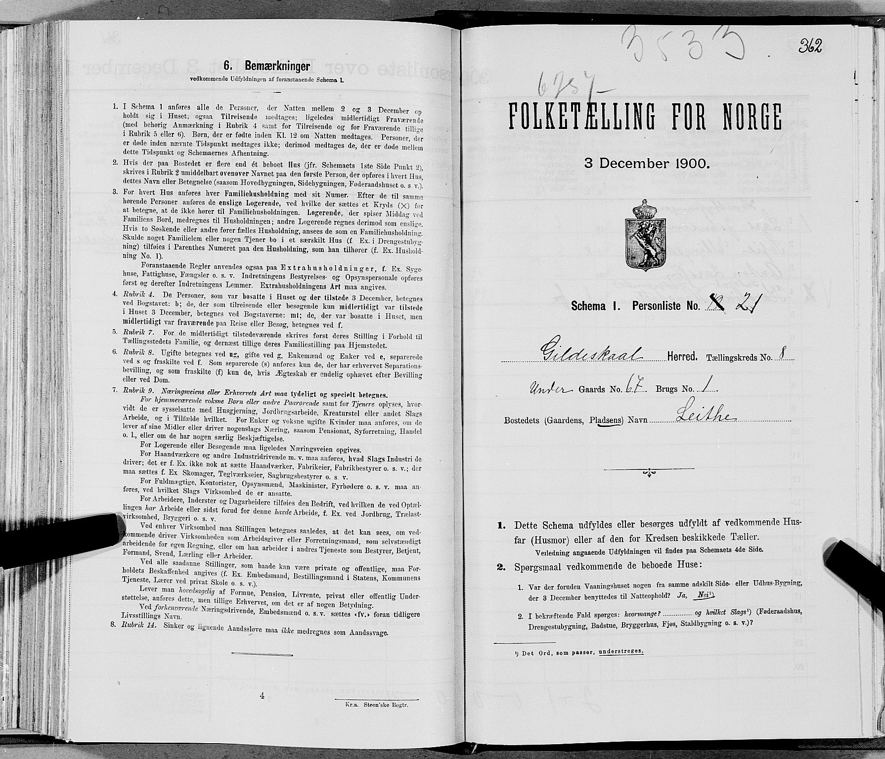 SAT, 1900 census for Gildeskål, 1900, p. 878