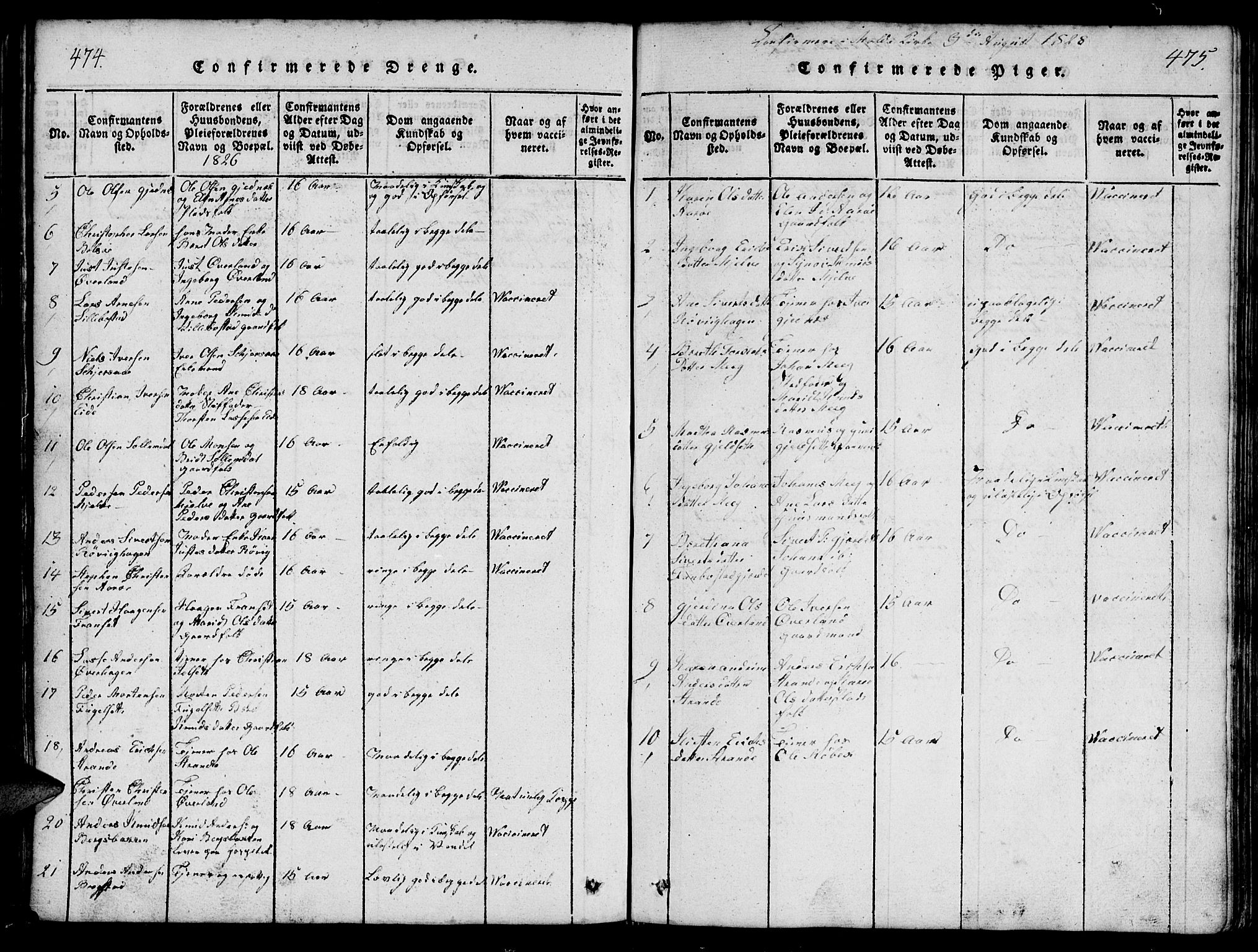 Ministerialprotokoller, klokkerbøker og fødselsregistre - Møre og Romsdal, SAT/A-1454/555/L0665: Parish register (copy) no. 555C01, 1818-1868, p. 474-475