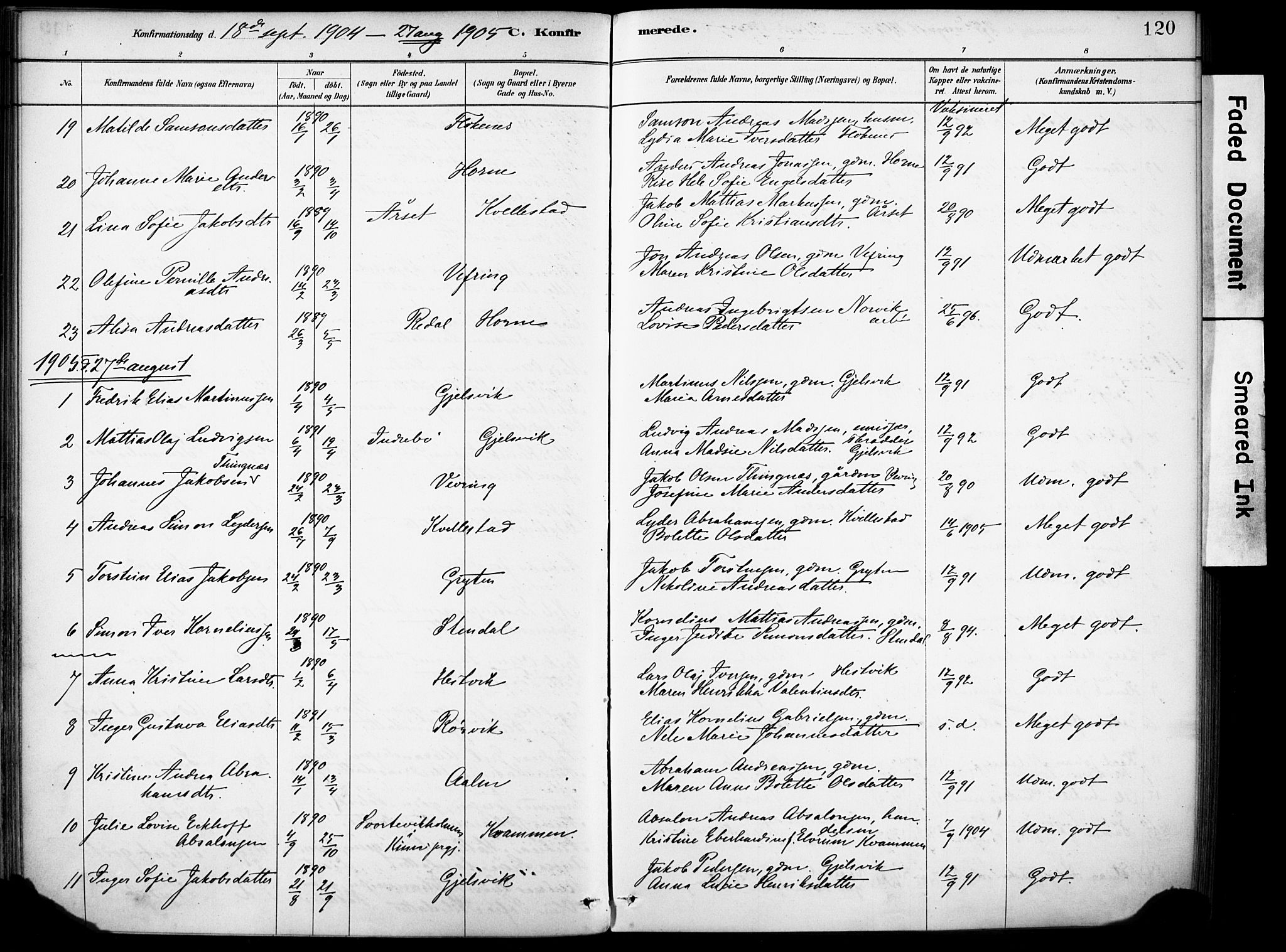 Førde sokneprestembete, AV/SAB-A-79901/H/Haa/Haae/L0001: Parish register (official) no. E 1, 1881-1911, p. 120