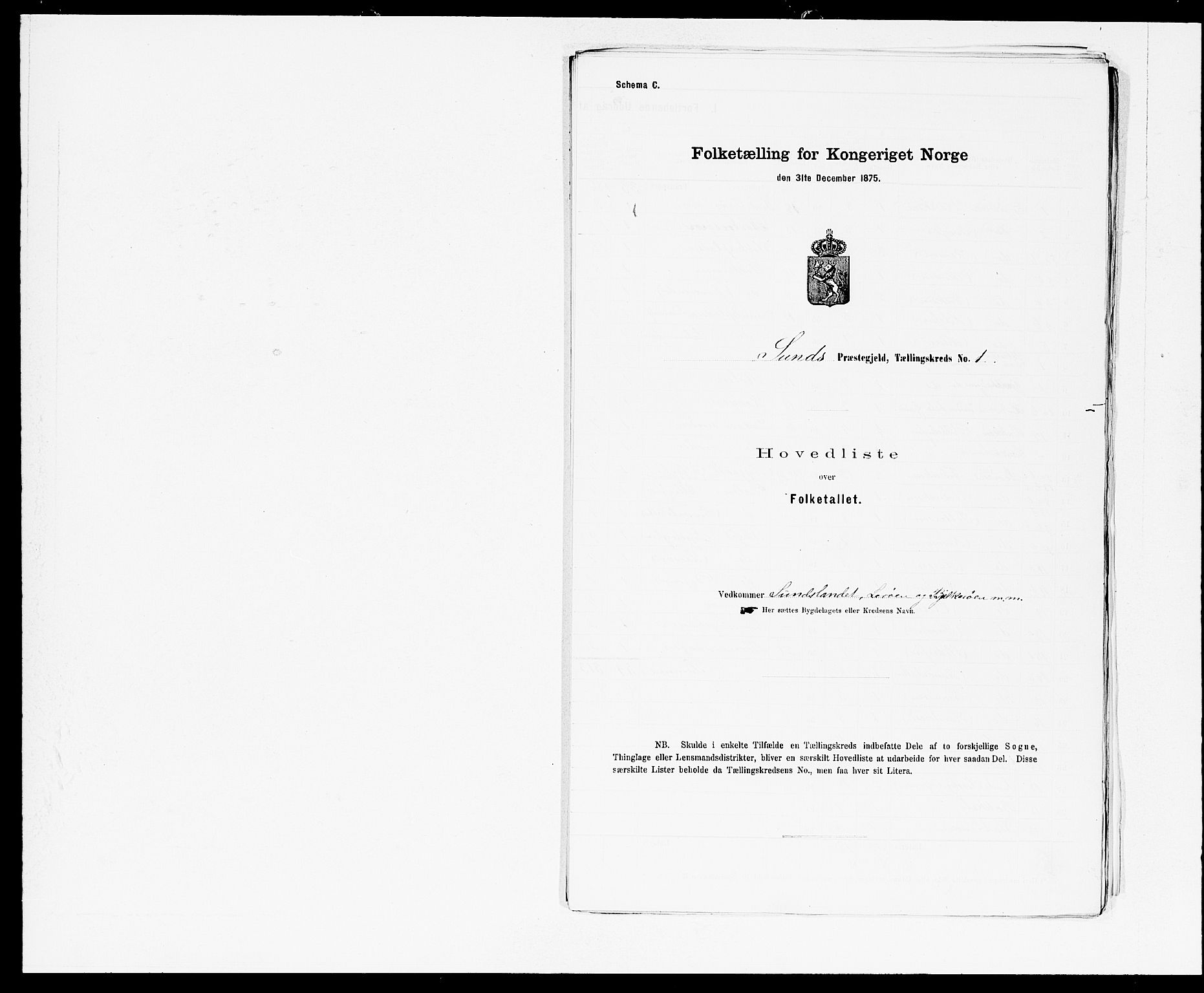 SAB, 1875 census for 1245P Sund, 1875, p. 2