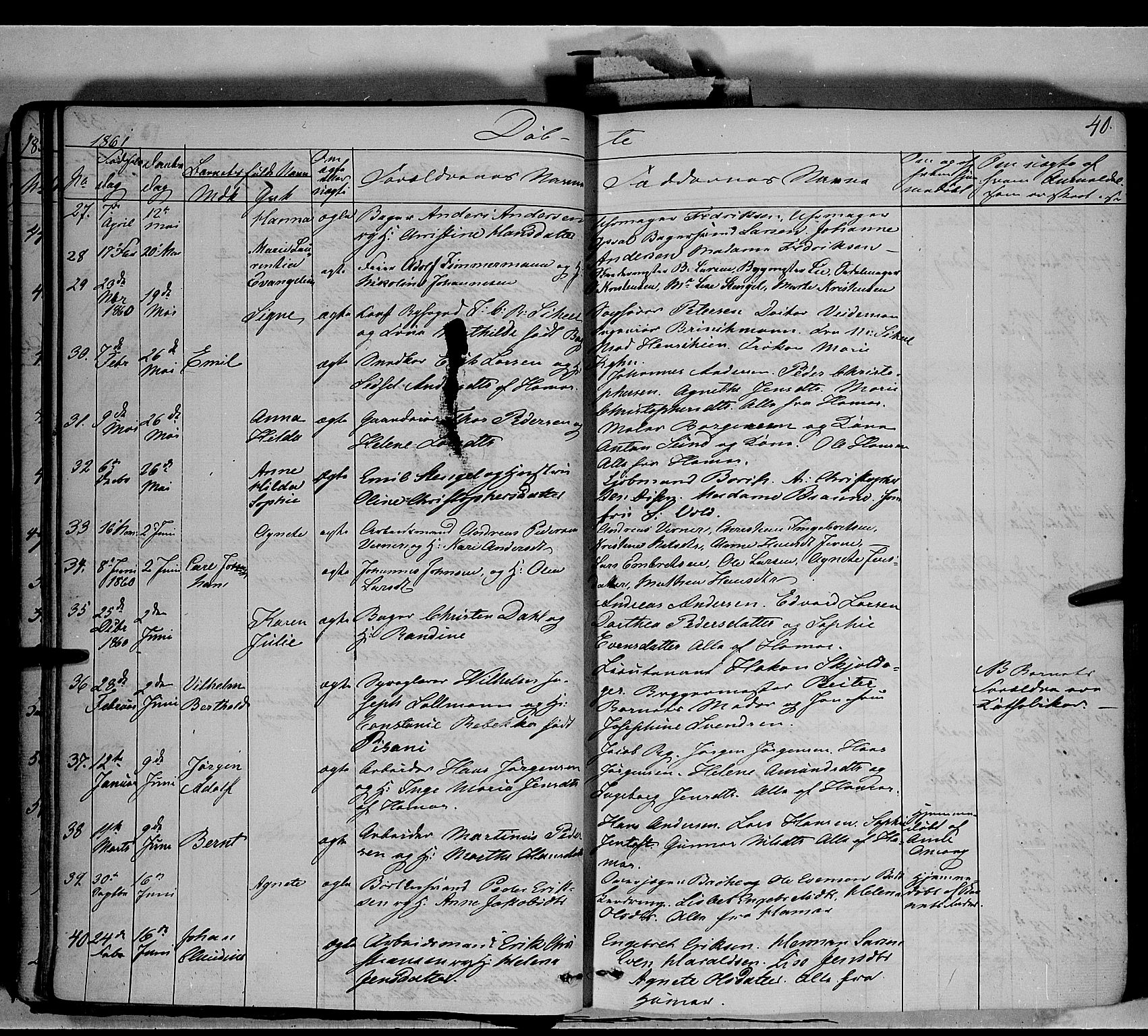 Vang prestekontor, Hedmark, AV/SAH-PREST-008/H/Ha/Haa/L0011: Parish register (official) no. 11, 1852-1877, p. 40